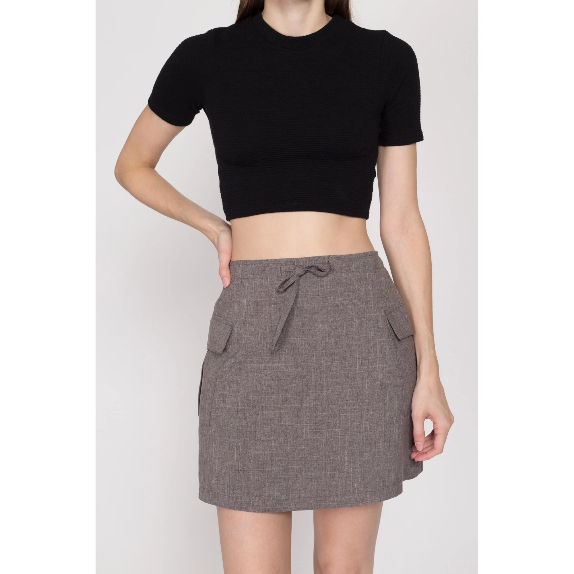 Small 90s Grey Cargo Pocket Mini Skirt 26