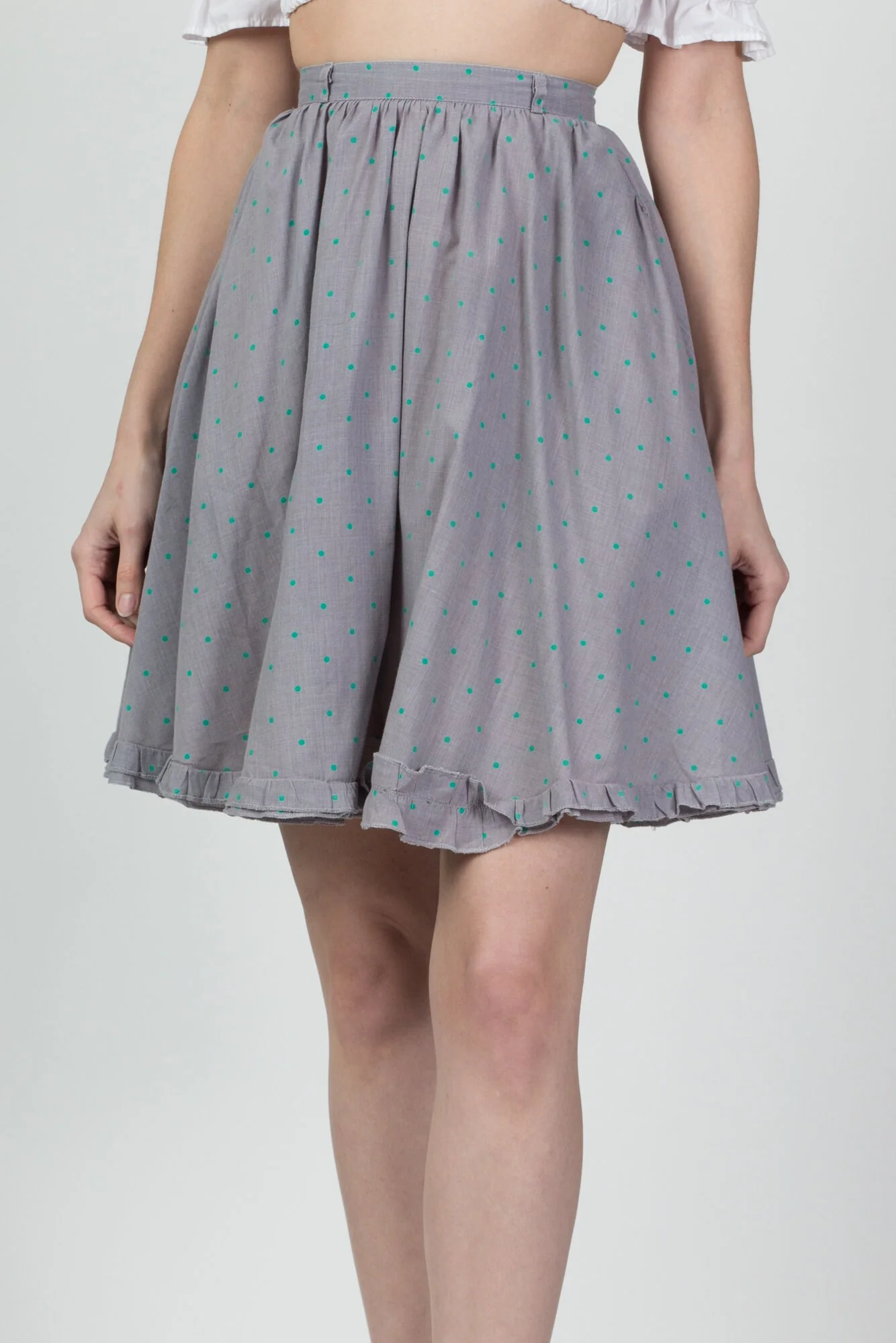 70s Polka Dot Mini Pocket Circle Skirt - XXS, 22.5