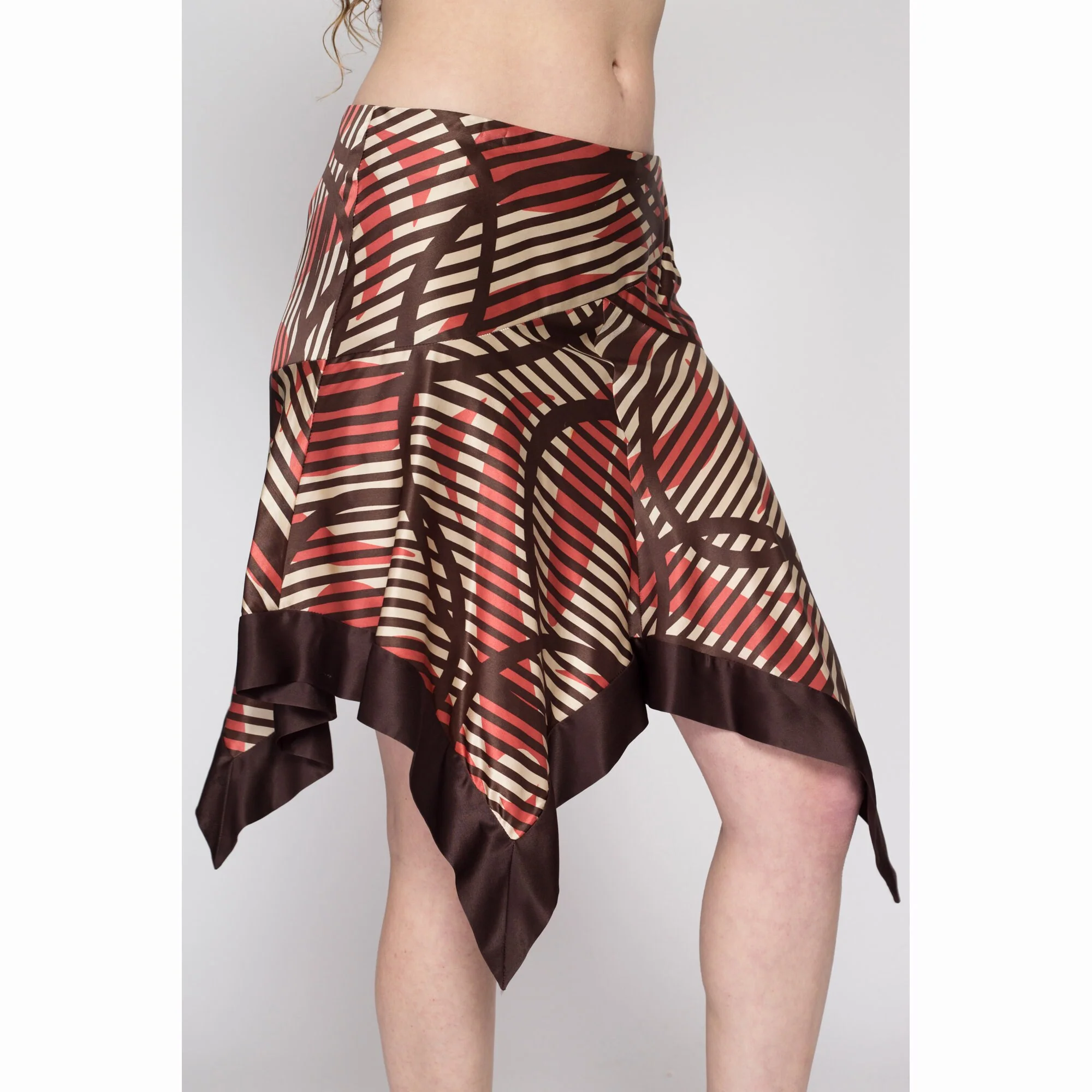 Small 90s Y2K Bebe Silk Striped Fairy Skirt