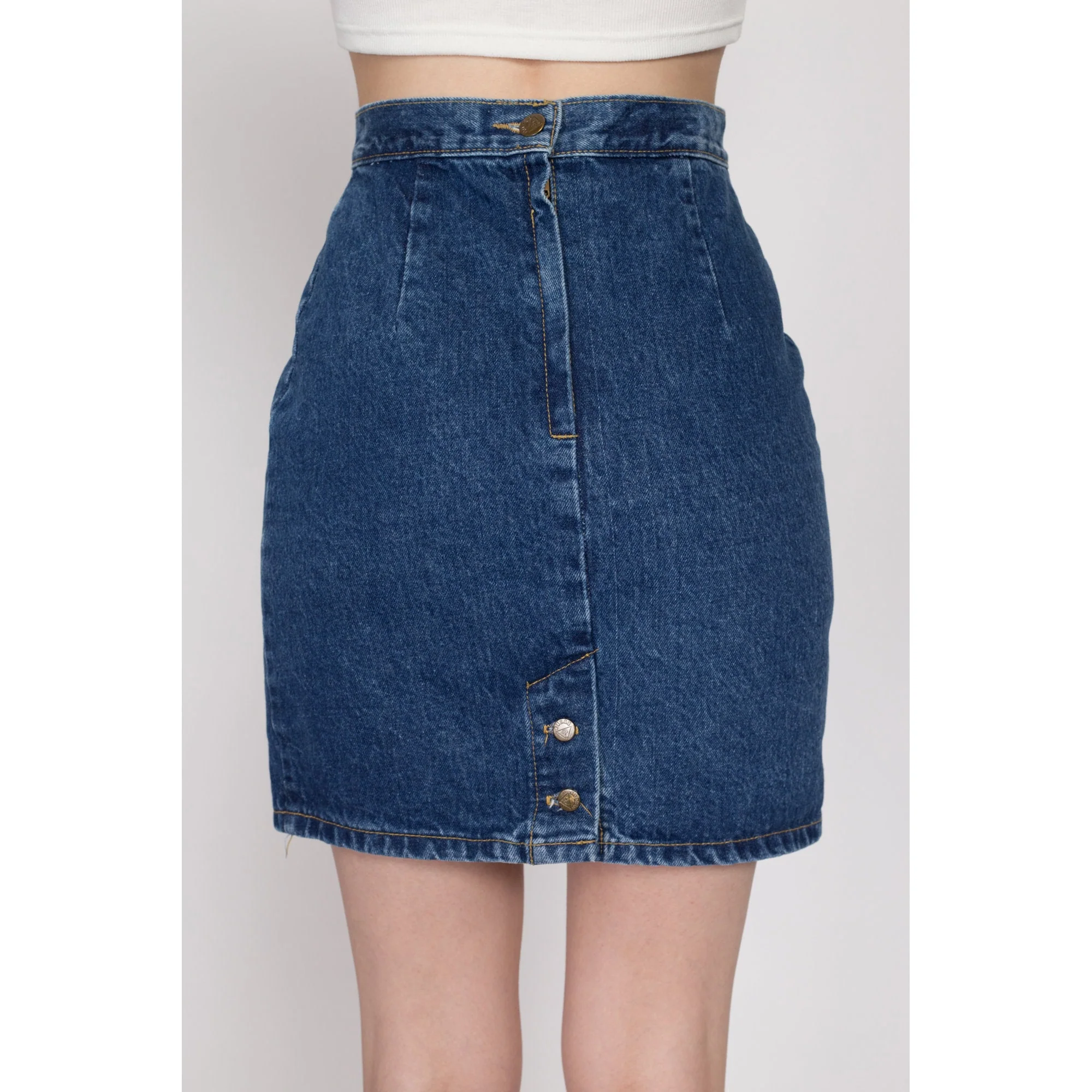 XS 80s Guess Jean Mini Pencil Skirt 25