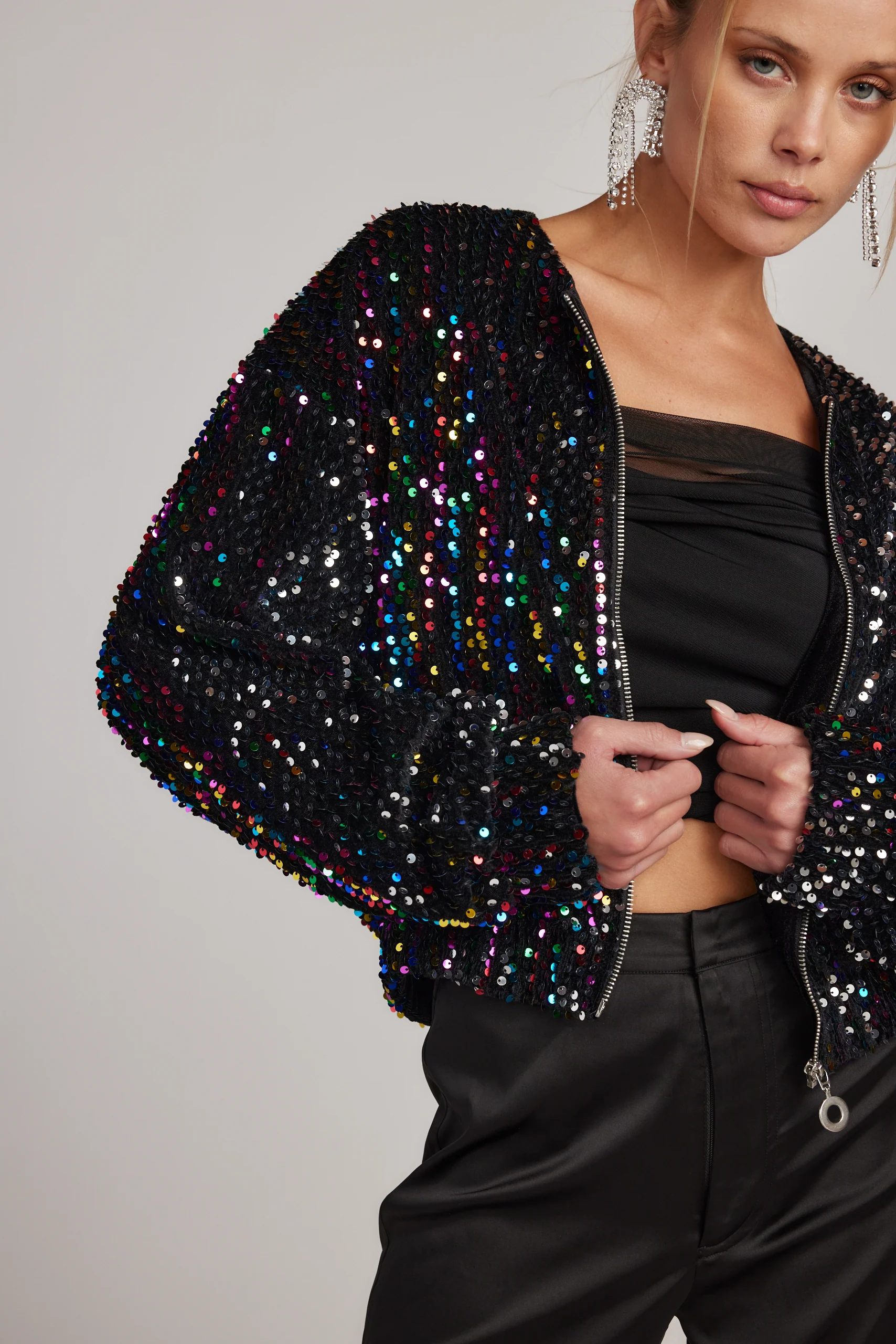 Ozzy Multi Sequin Zip Up Jacket