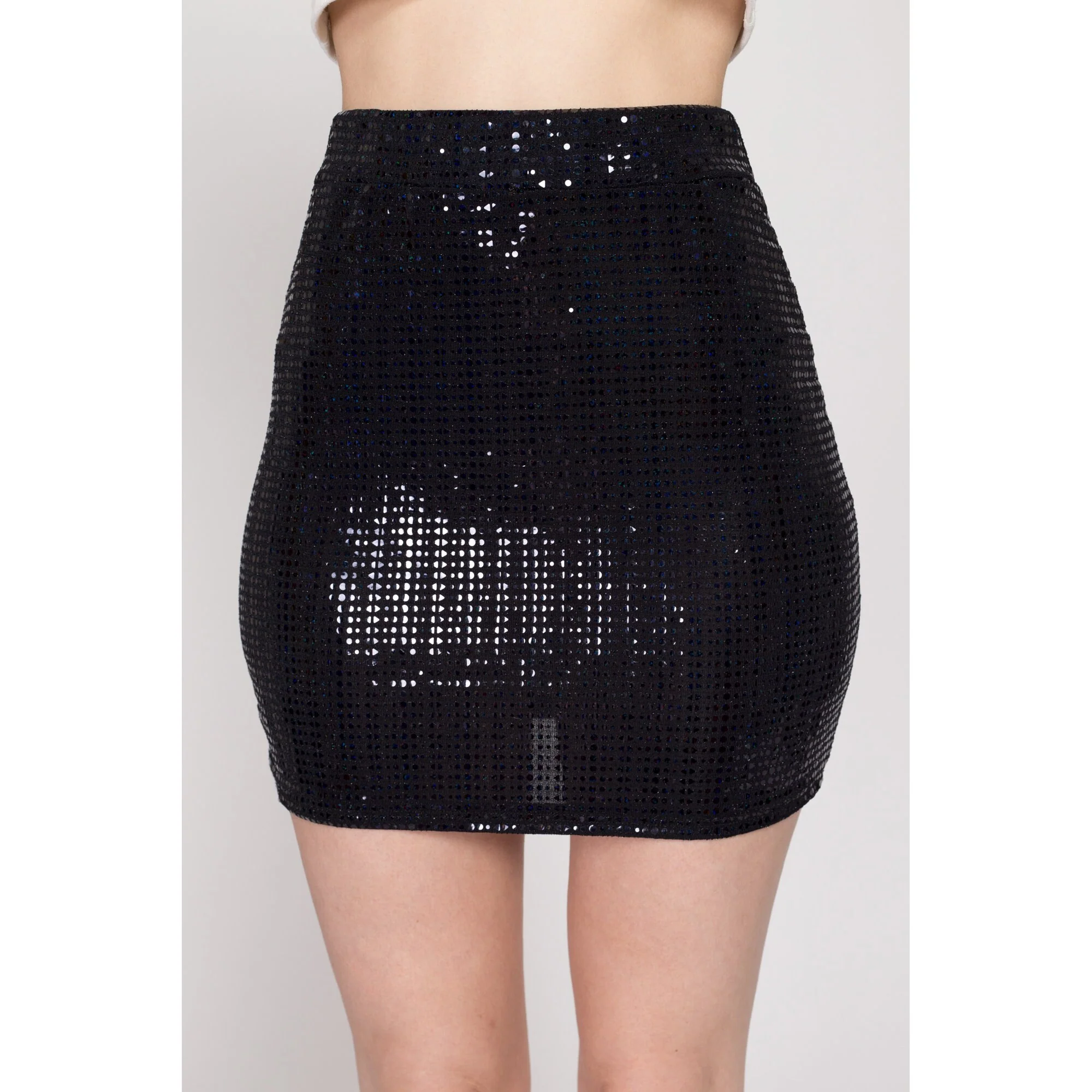 XS-Sm Y2K Black Sequin Mini Skirt