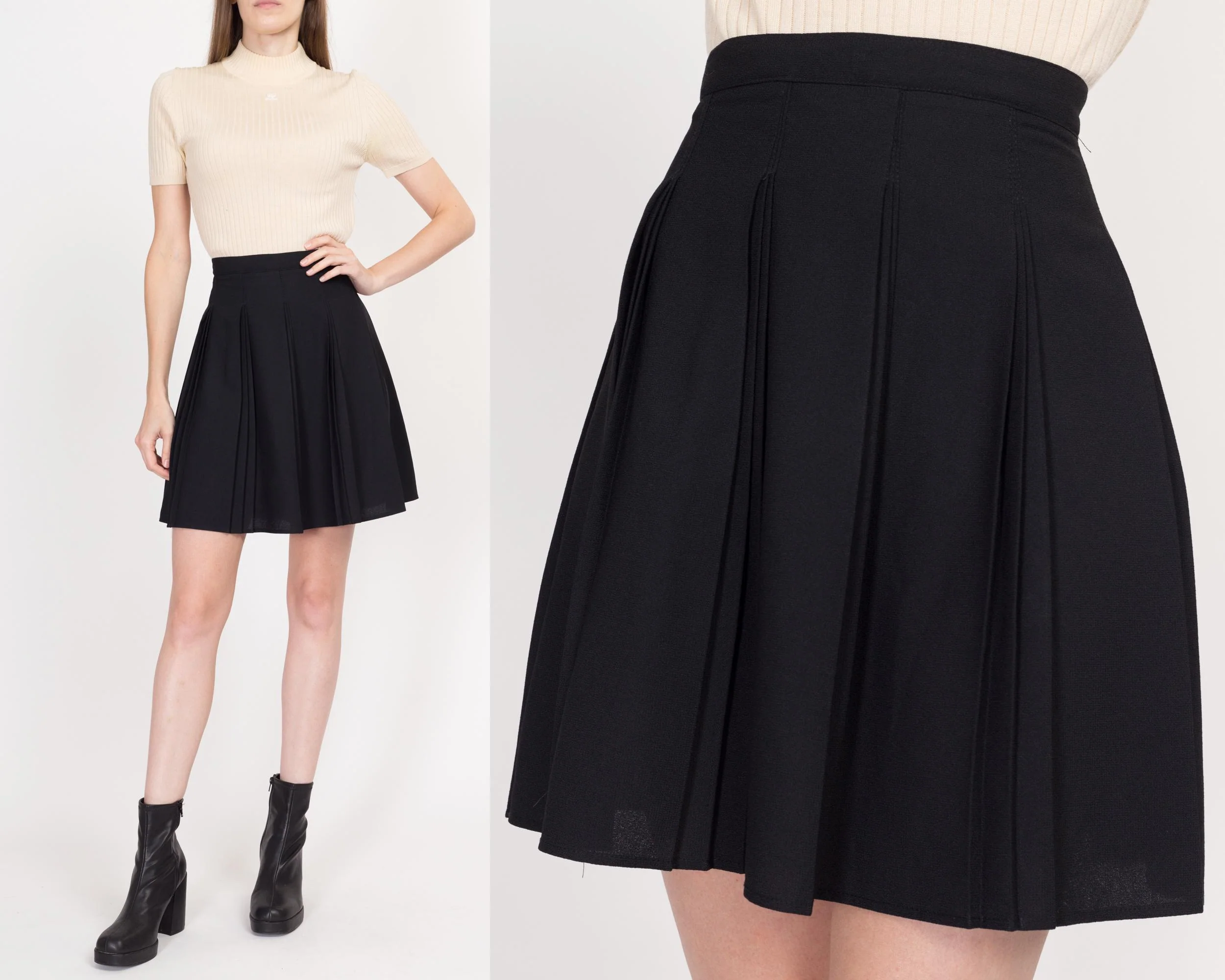 Medium 90s Black Pleated Mini Skirt 28