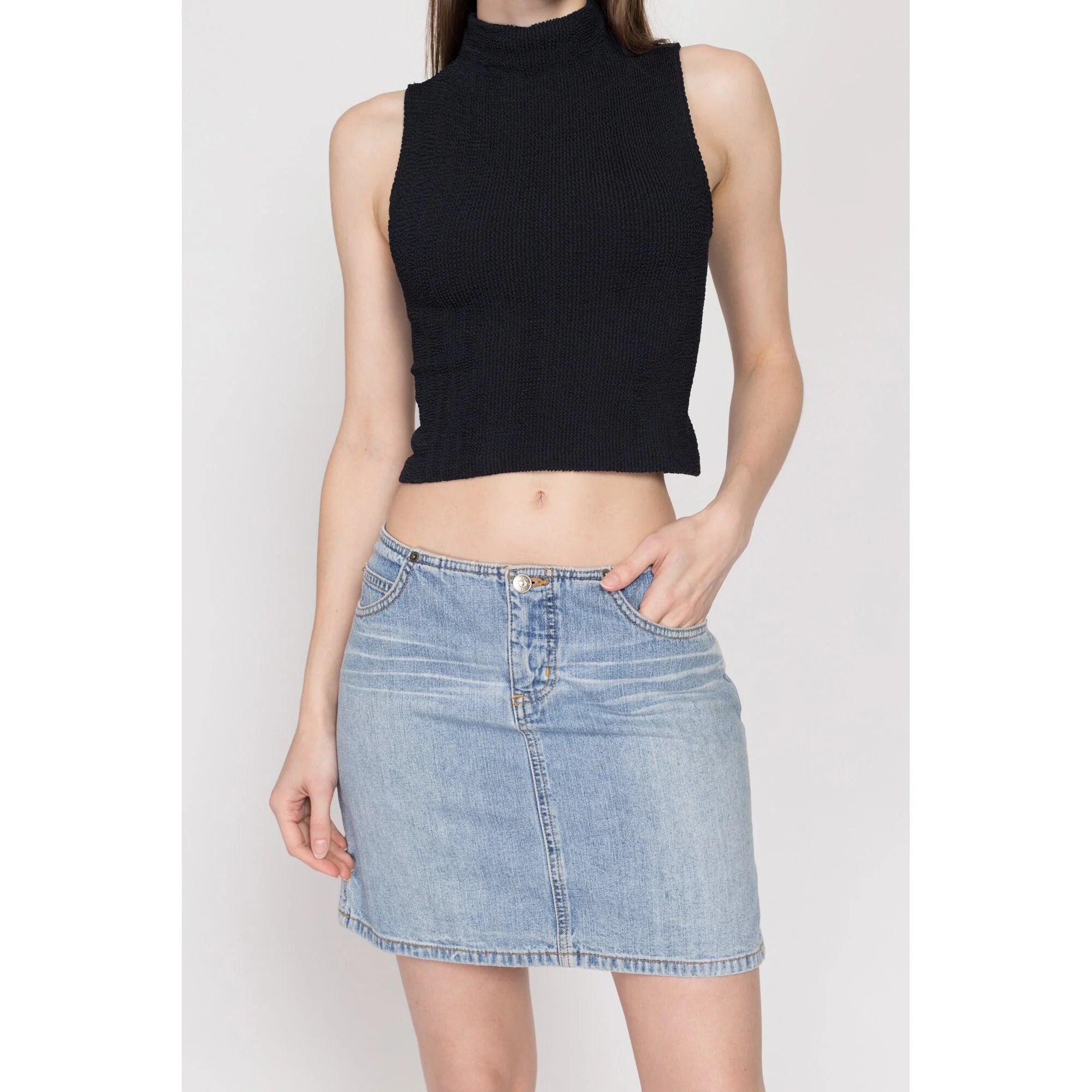 Small Y2K Low Rise Jean Mini Skirt
