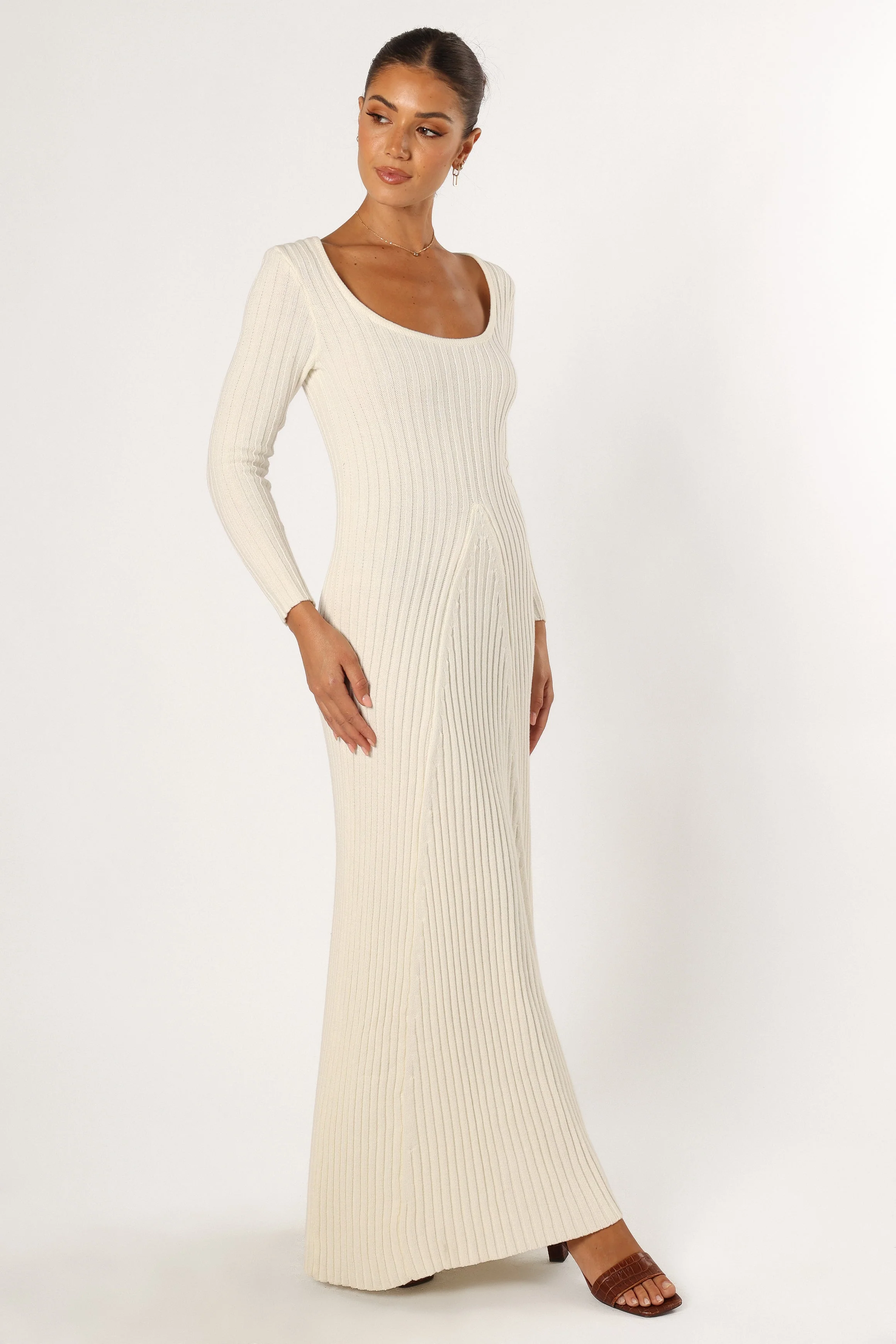 Luisa Long Sleeve Knit Dress - Cream
