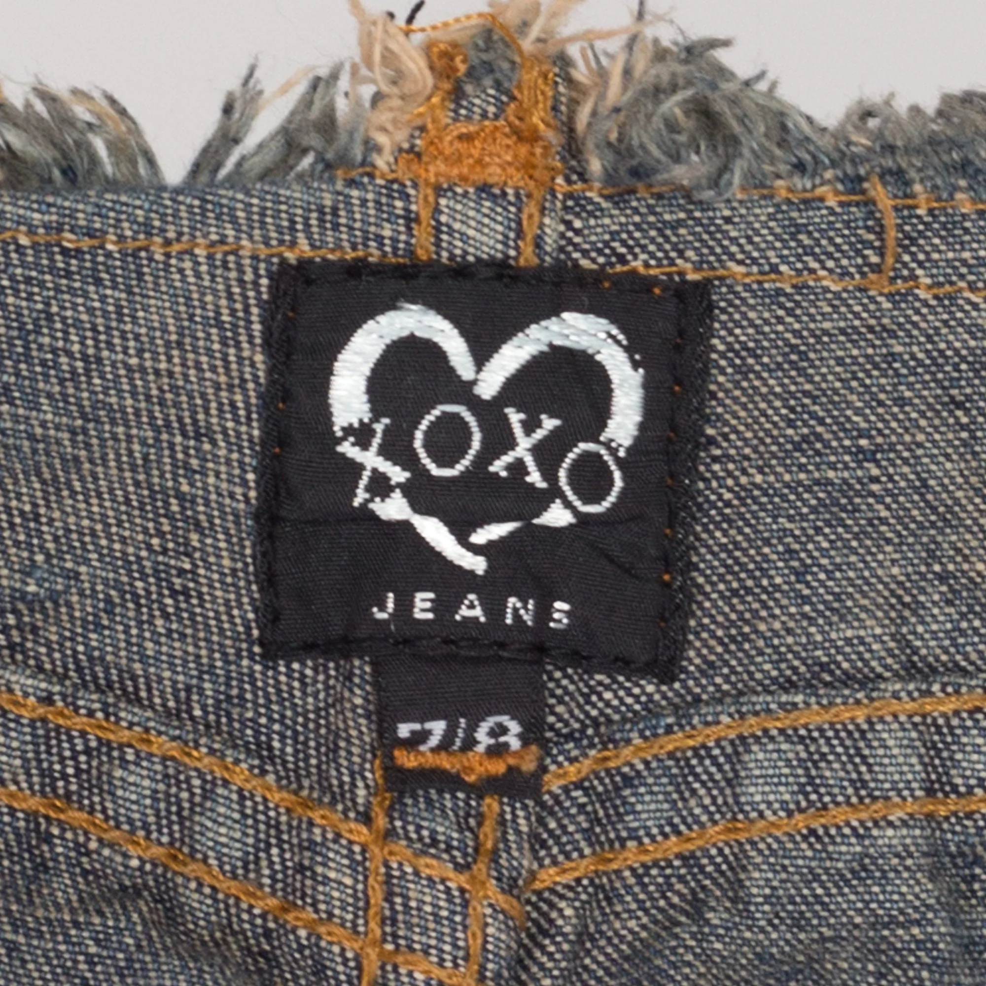 Medium Y2K Low Rise Frayed Denim Mini Skirt