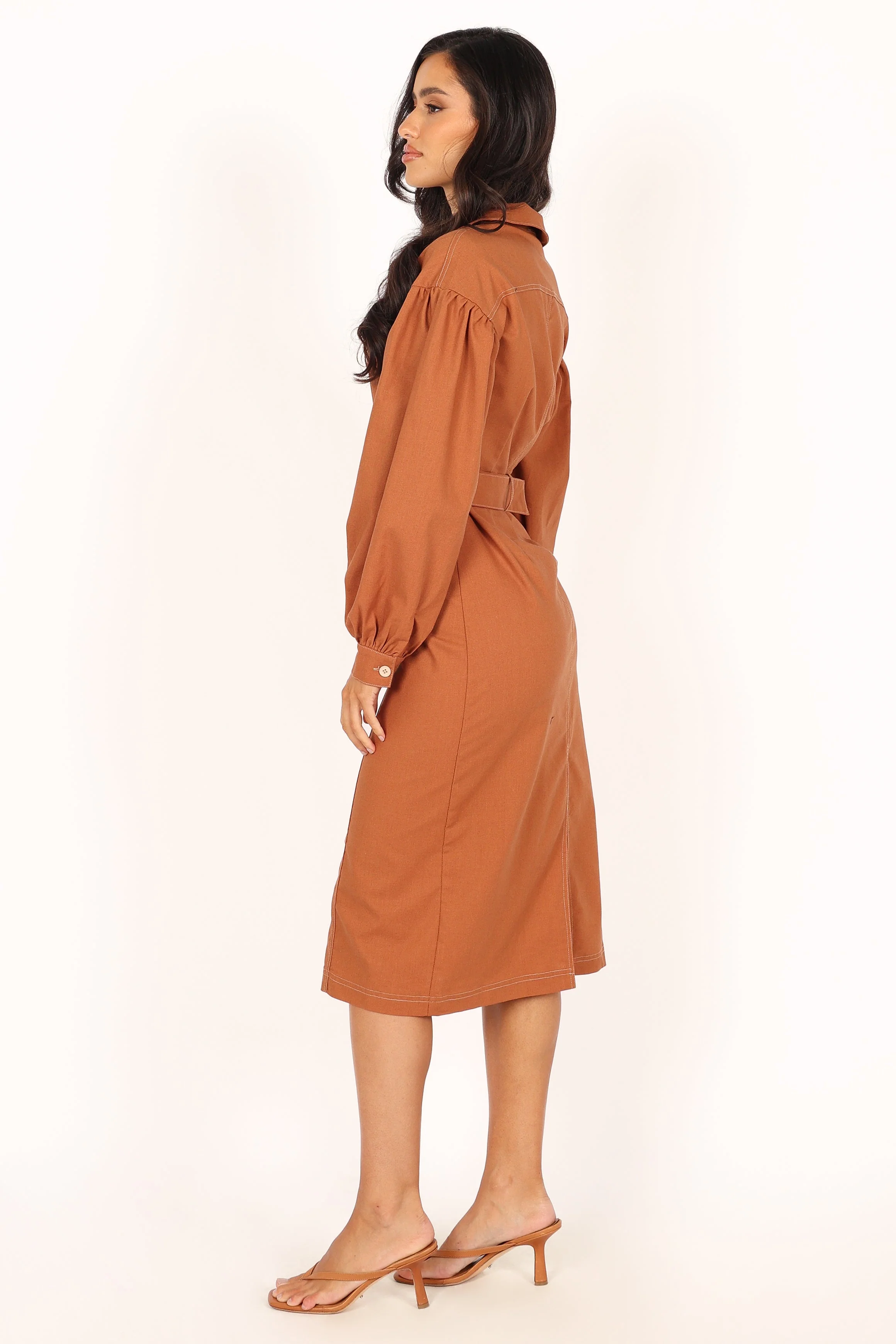 Coco Long Sleeve Midi Dress - Tan