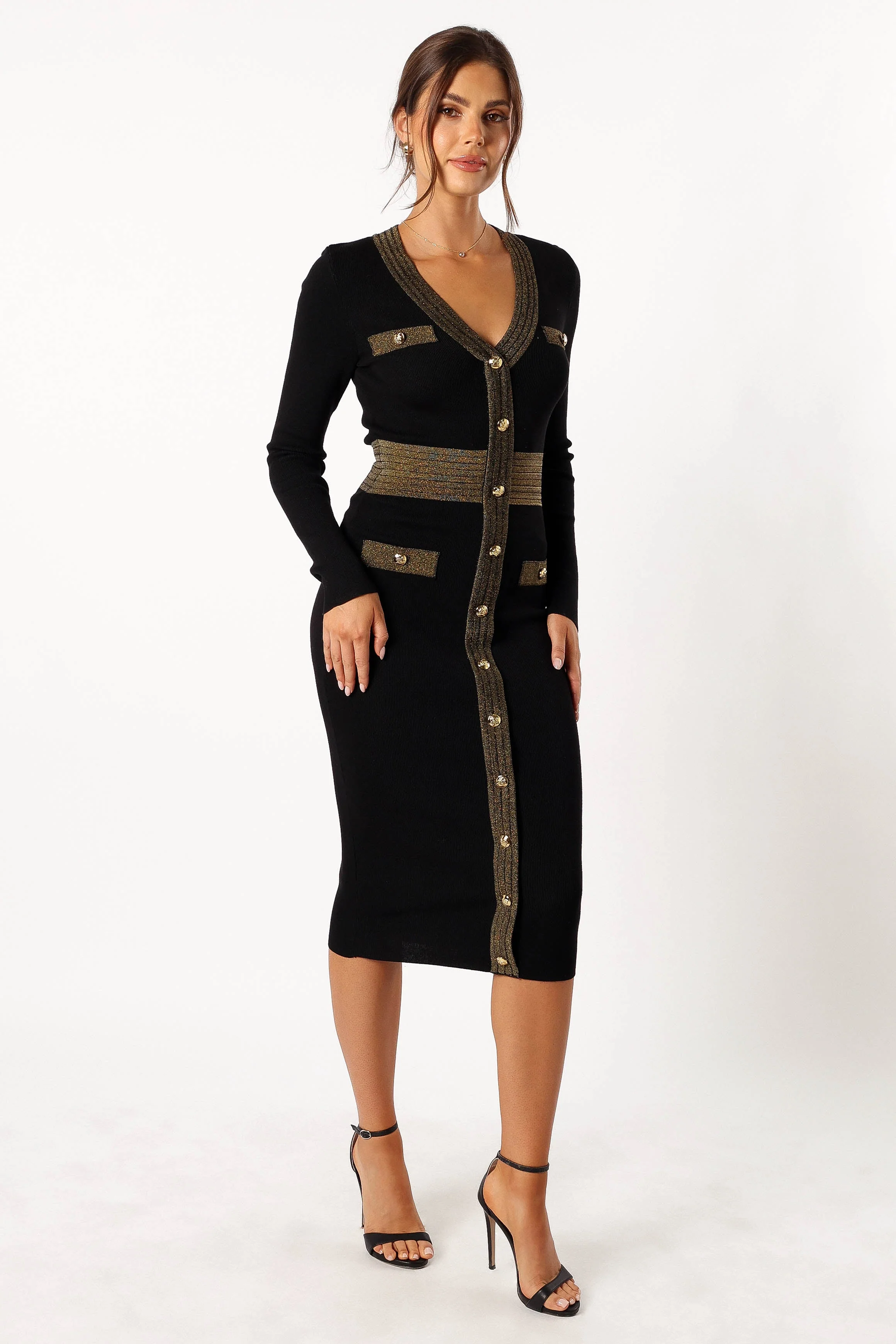 Jaya Longsleeve Midi Dress - Black