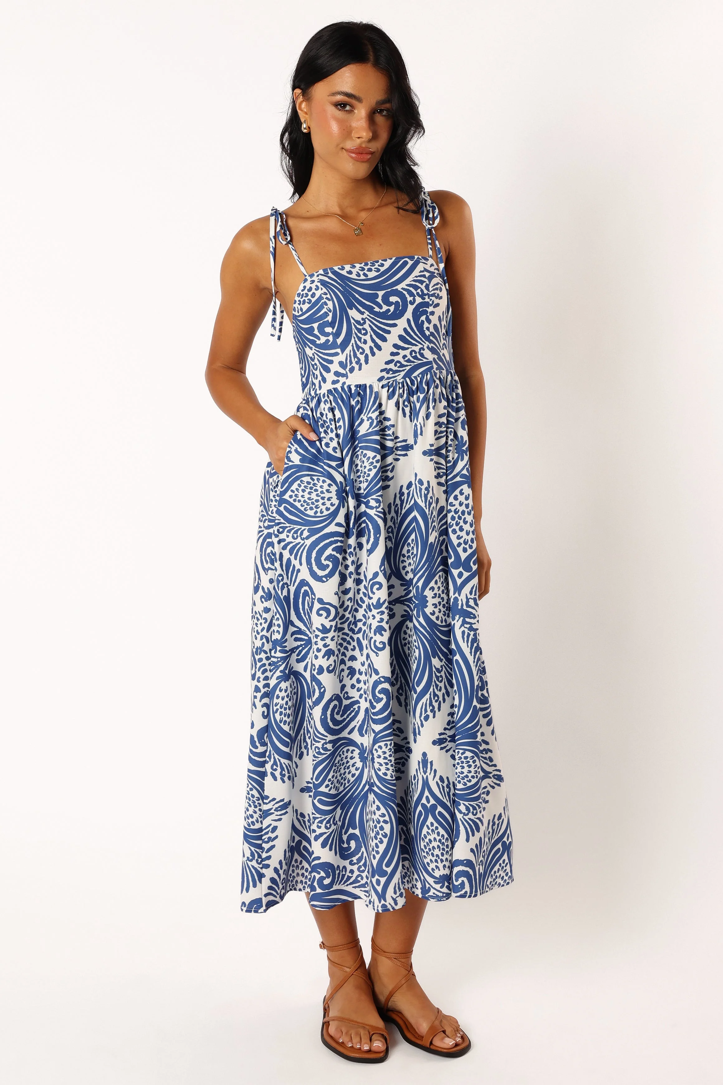 Stazie Midi Dress - Blue White Print