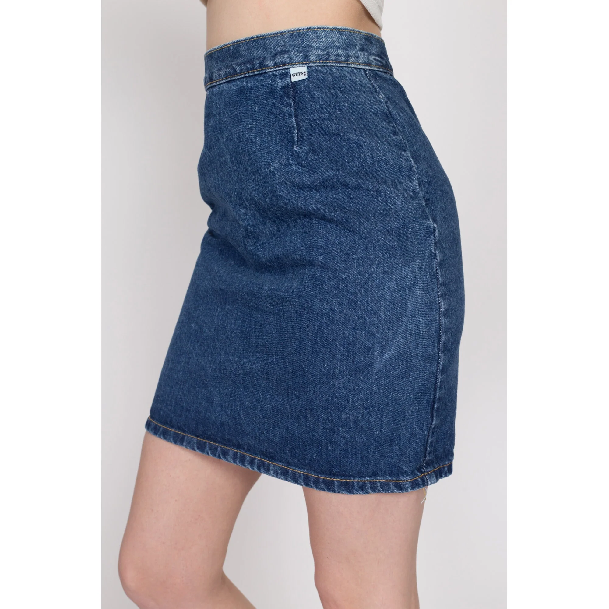 XS 80s Guess Jean Mini Pencil Skirt 25