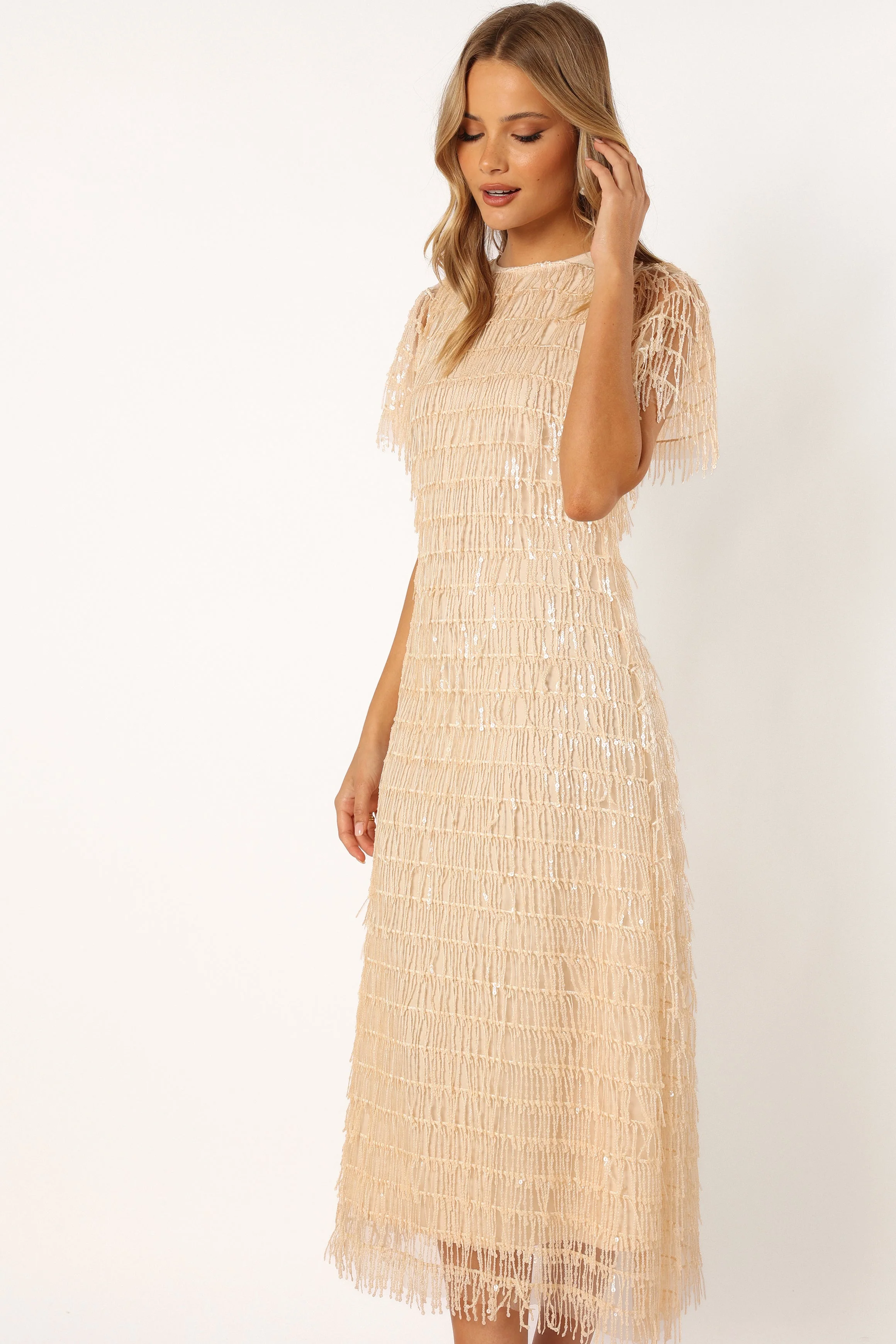 Kala Textured Maxi Dress - Beige