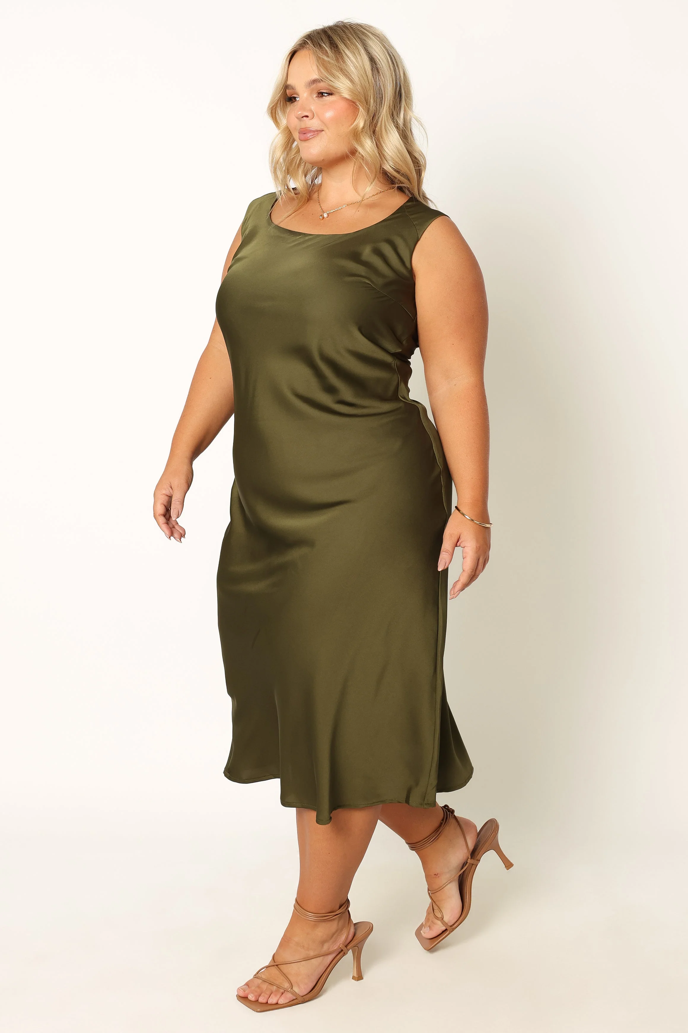 Natalia Mid Slip Dress - Olive