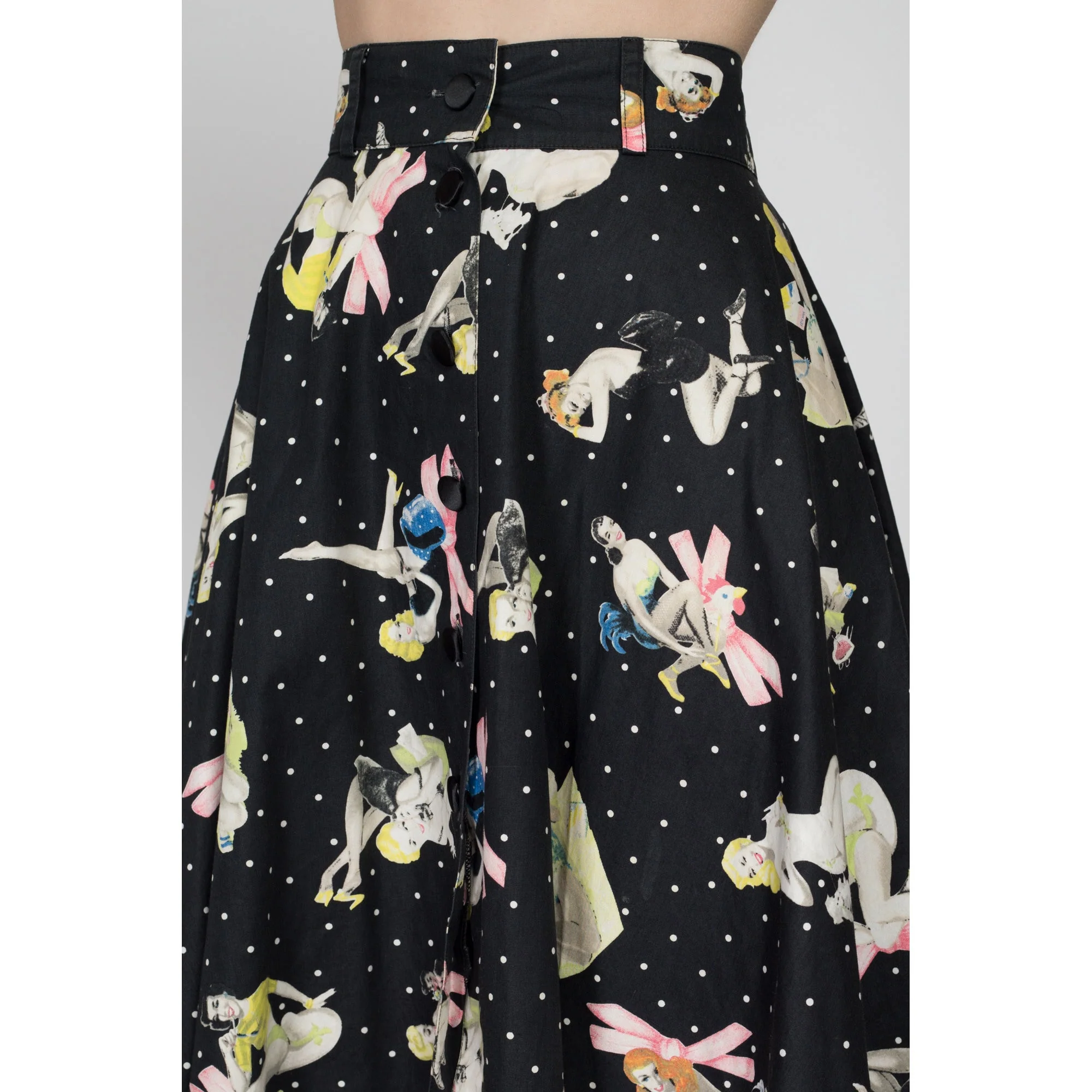 XS 90s Blumarine Pinup Girl Print Circle Skirt 25