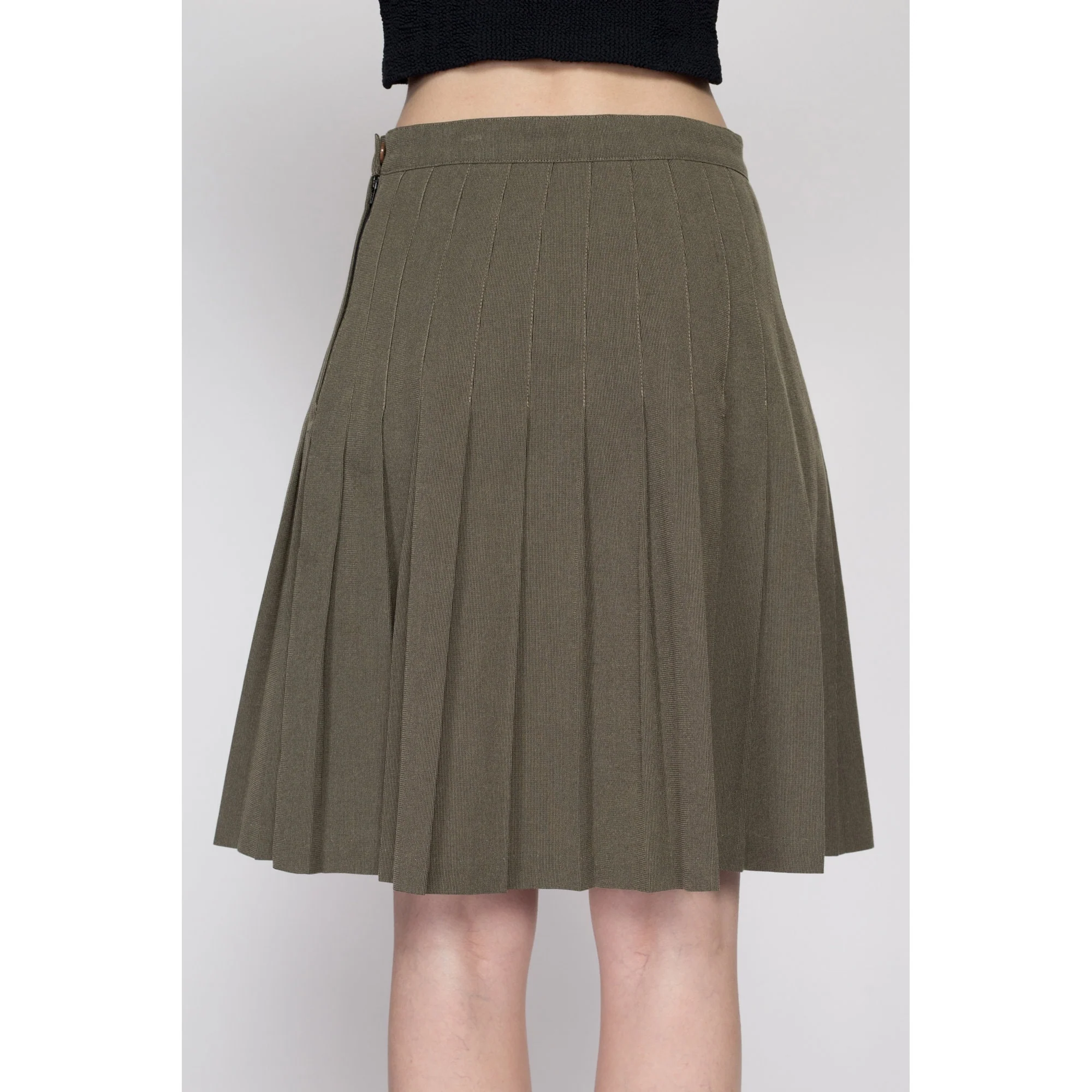 Medium 90s Olive Pleated Mini Skirt 27.75
