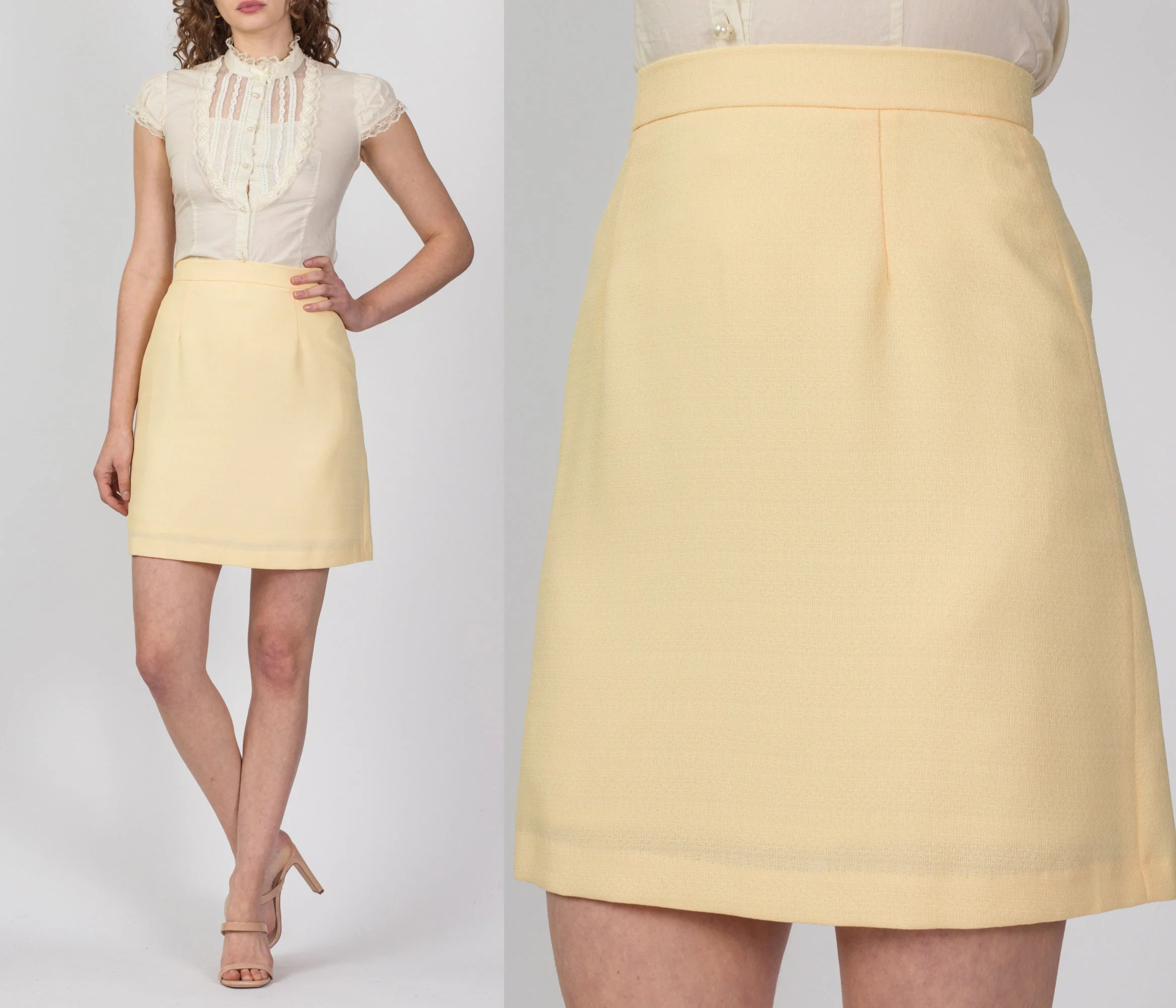 80s Buttercup Yellow Mini Skirt - Medium, 27