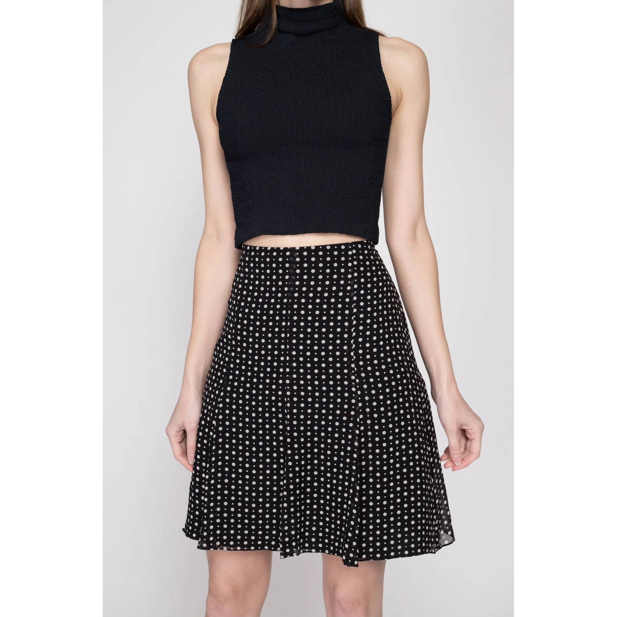 Small Y2K Black & White Silk Skirt