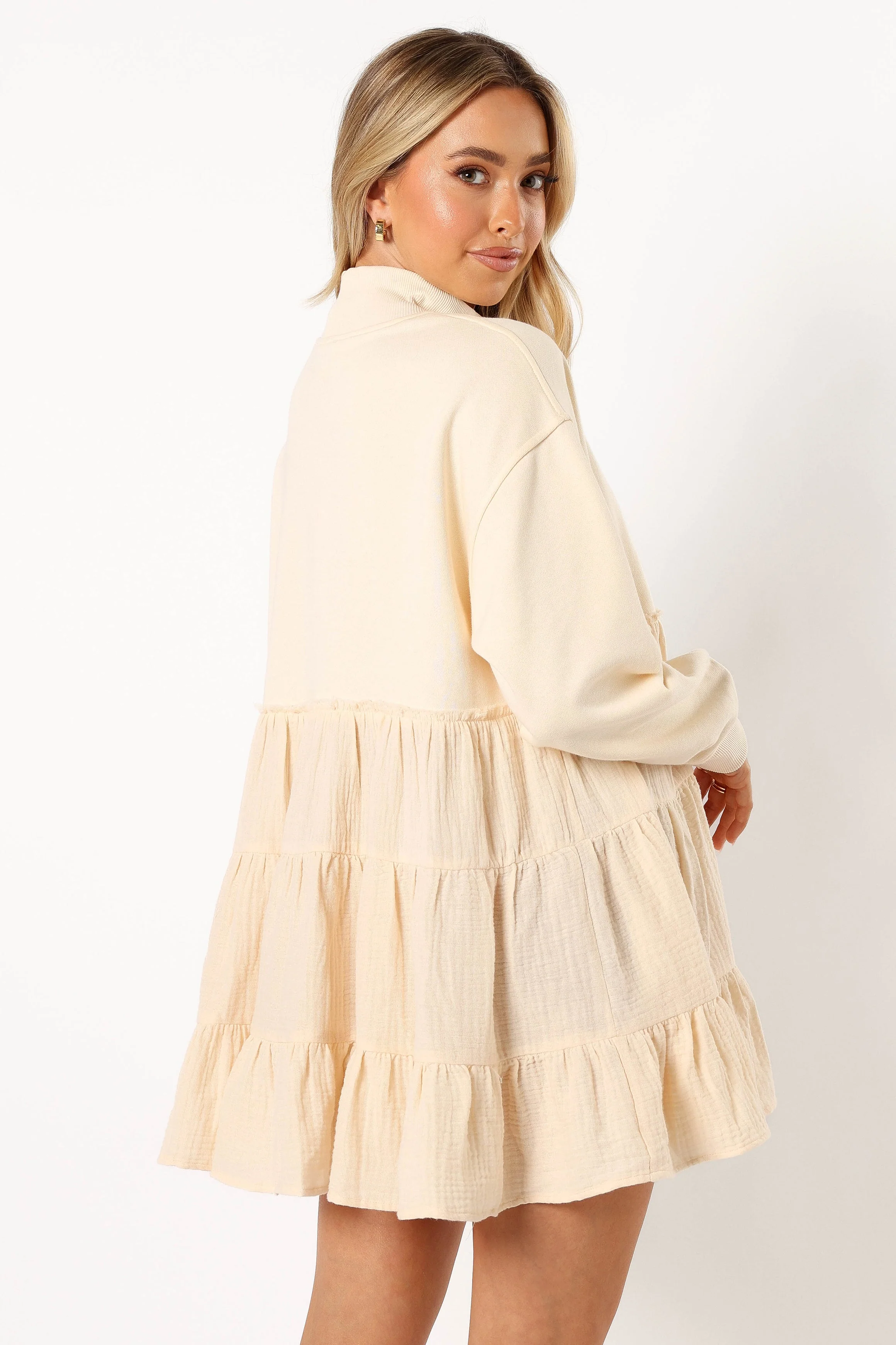 Minia Long Sleeve Mini Dress - Cream