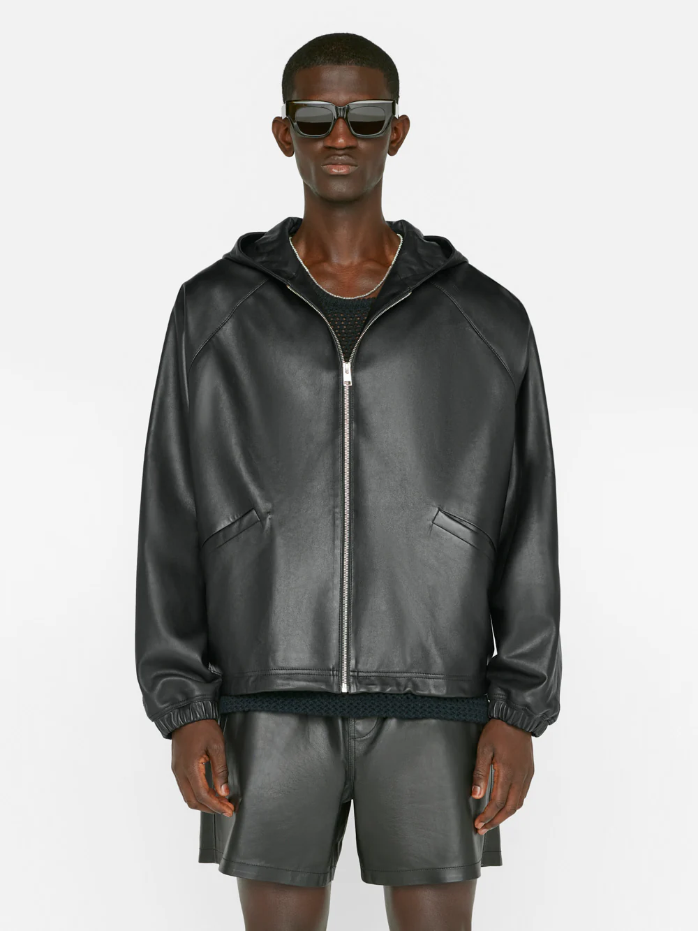 Clean Leather Hoodie -- Noir
