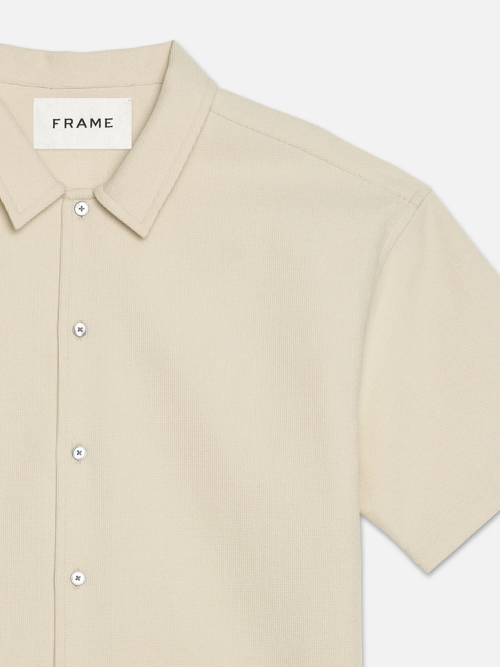 Waffle Textured Short Sleeve Shirt -- Beige