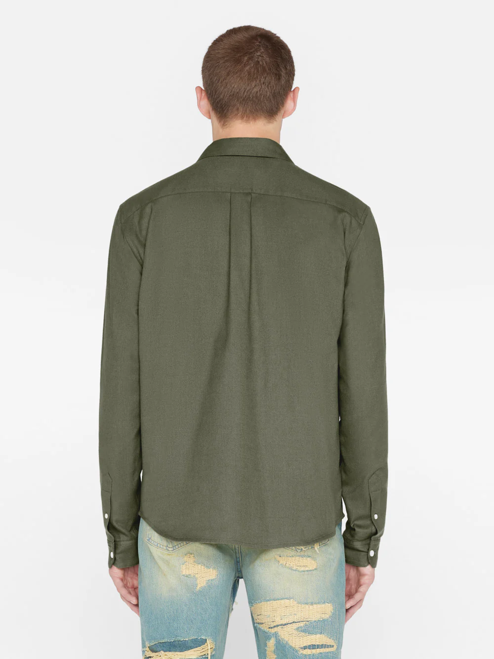 Brushed Cotton Shirt -- Khaki Green