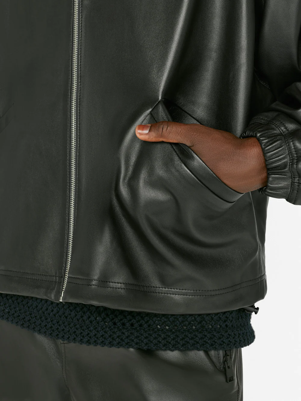 Clean Leather Hoodie -- Noir