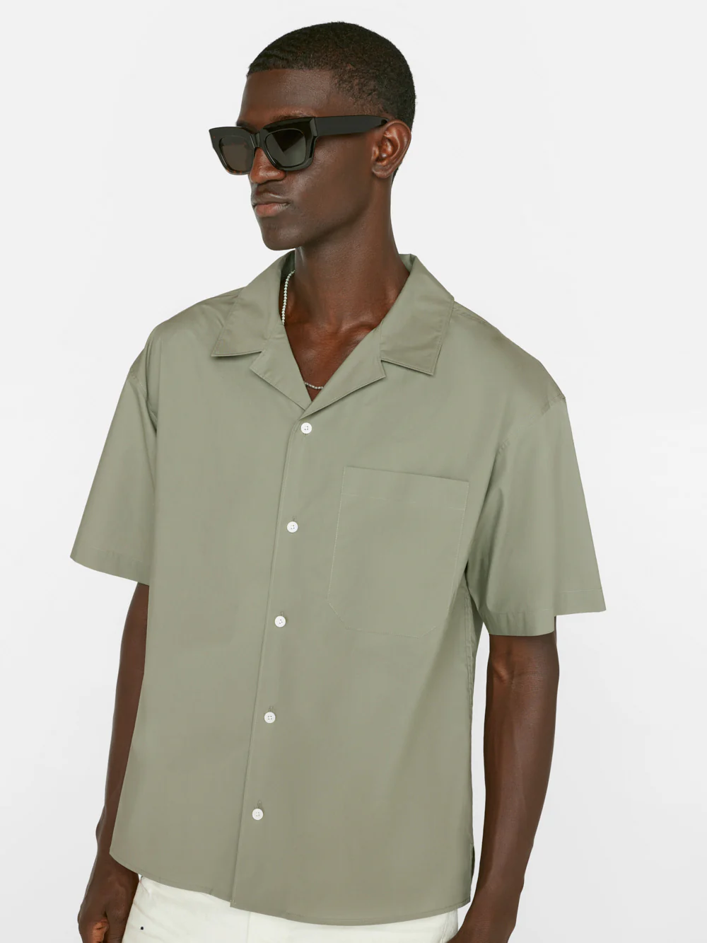 Soft Cotton Camp Collar Shirt -- Desert Sage