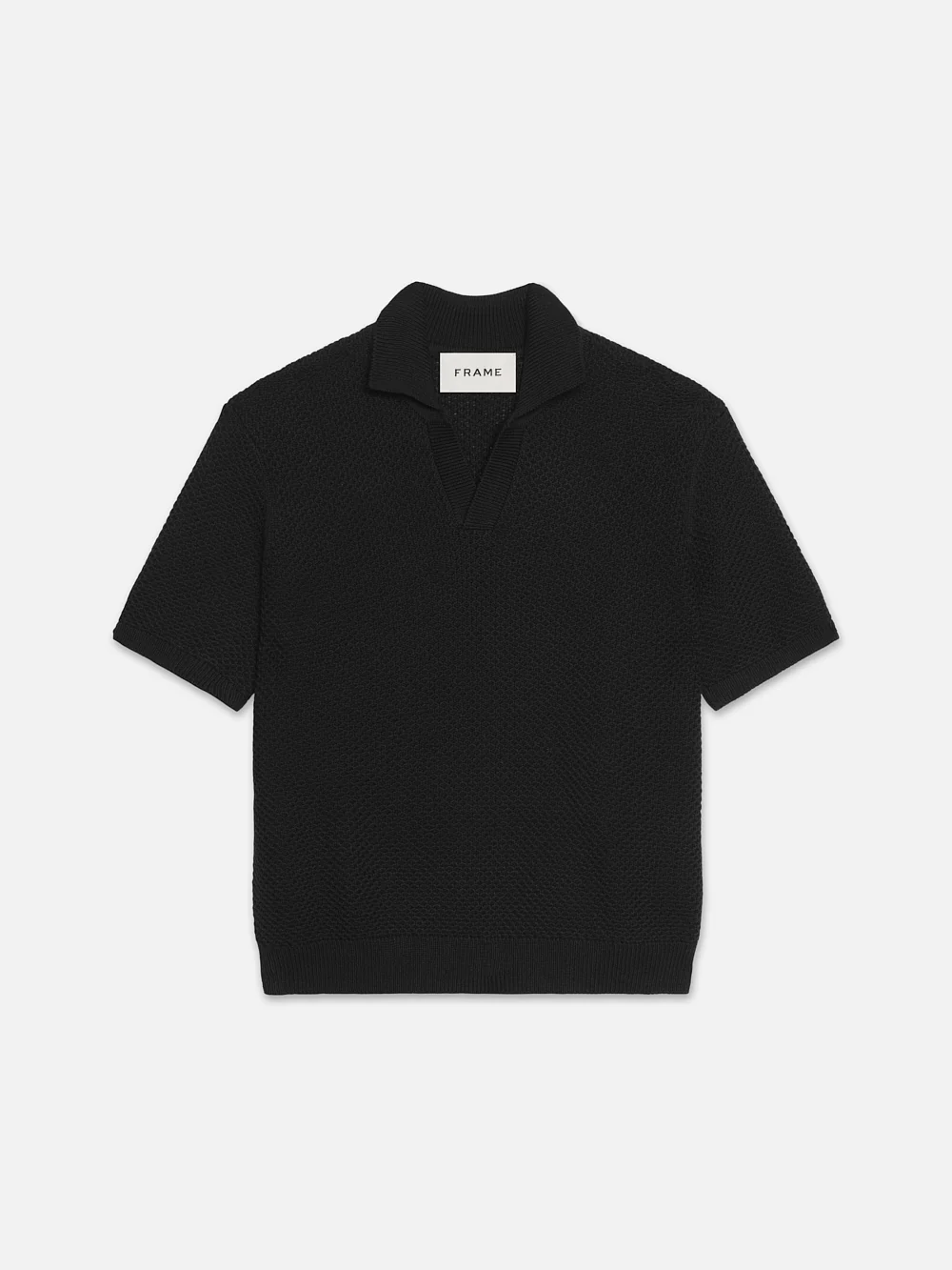 Open Weave Polo Sweater -- Noir