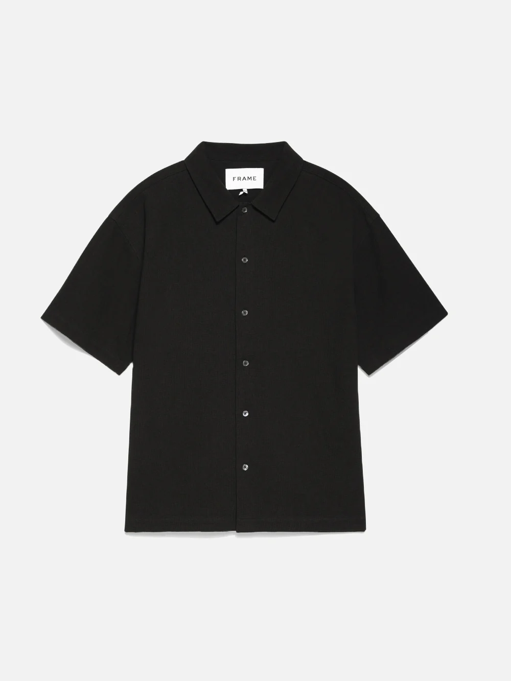 Waffle Textured Short Sleeve Shirt -- Black