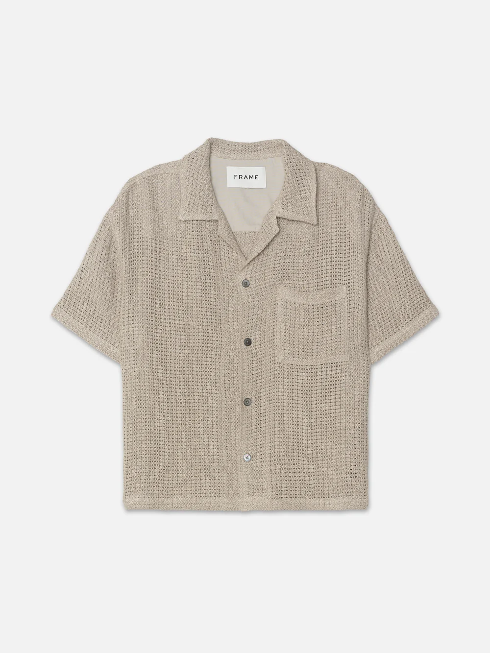 Open Weave Short Sleeve Shirt -- Smoke Beige