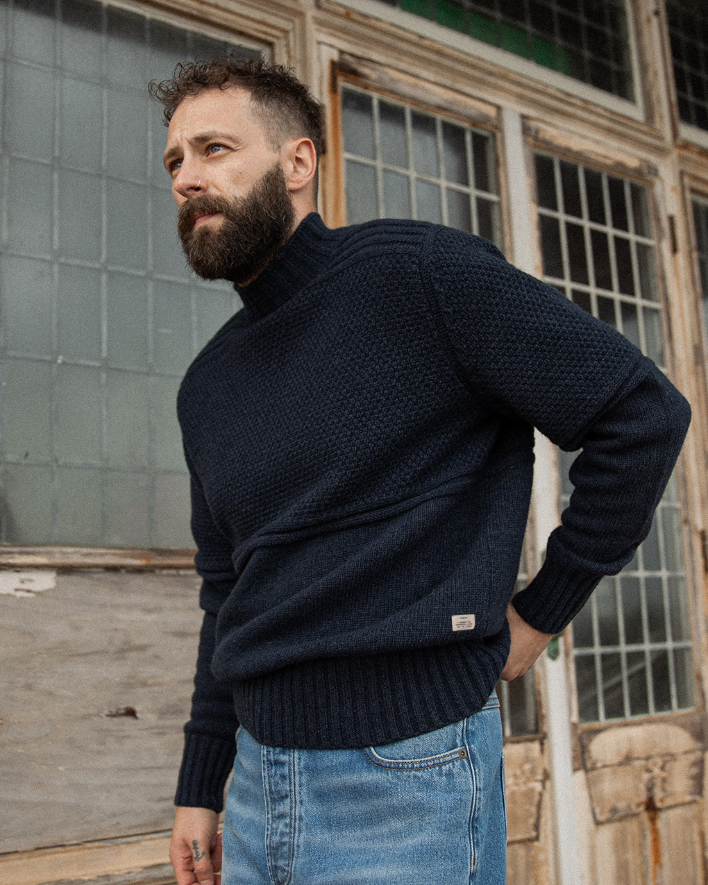 Birling Mock Neck Knit - Navy