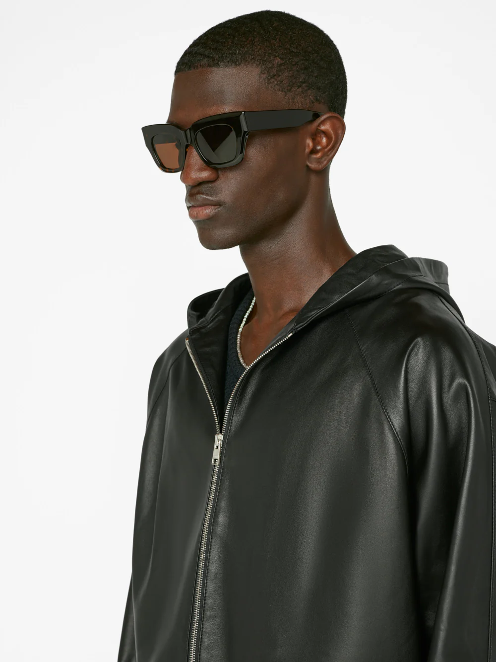 Clean Leather Hoodie -- Noir