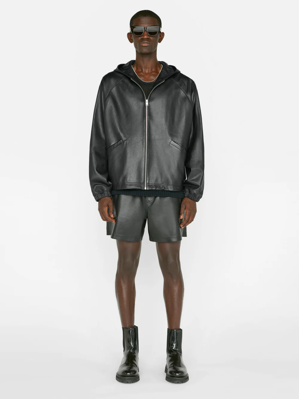 Clean Leather Hoodie -- Noir