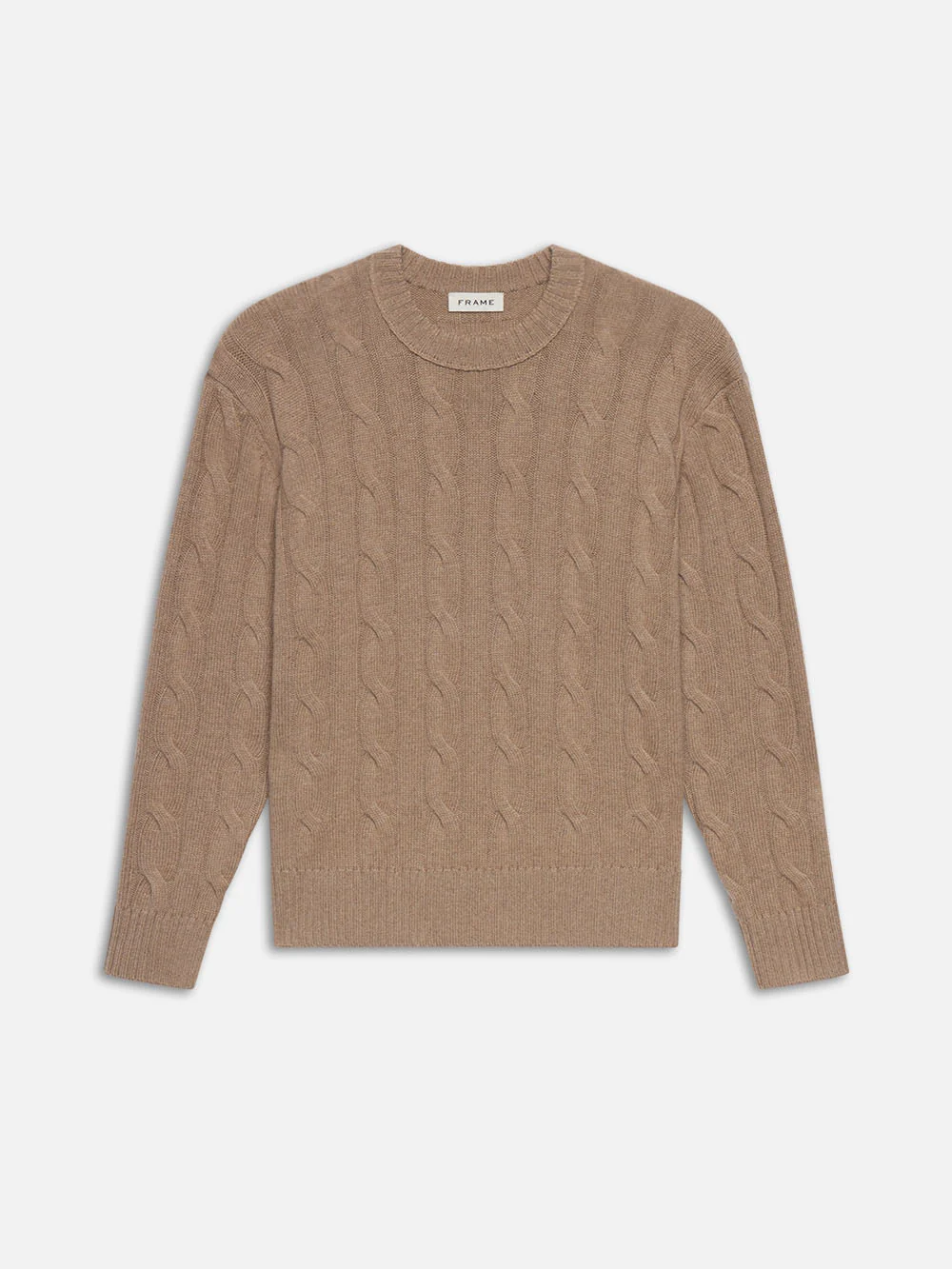Cashmere Cable Crewneck -- Light Brown