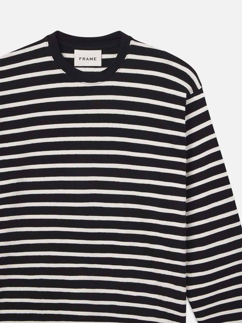 Long Sleeve Relaxed Striped Tee -- Black/Off White