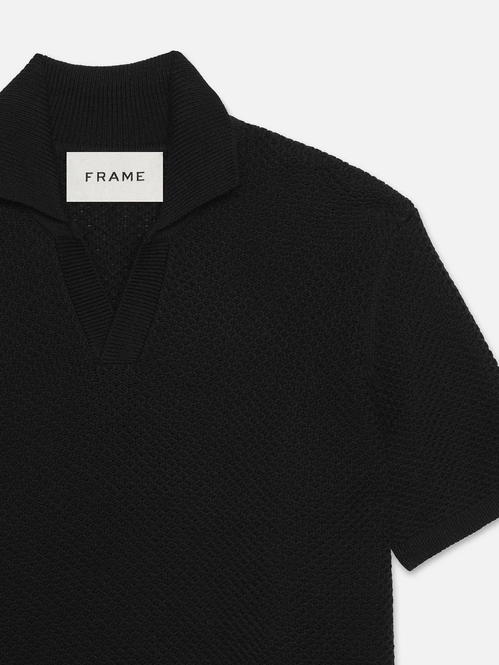 Open Weave Polo Sweater -- Noir
