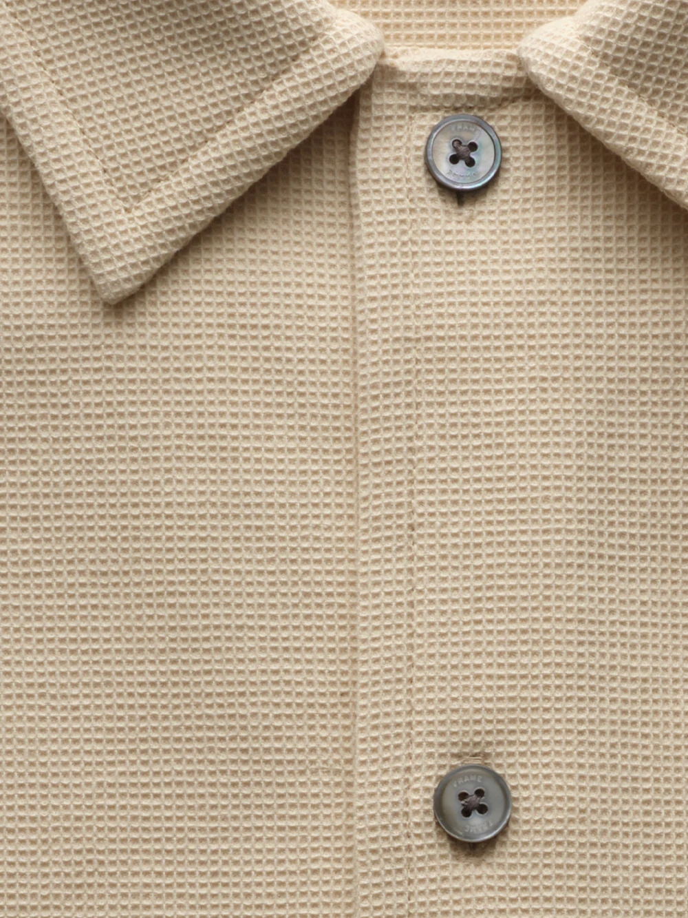 Waffle Textured Short Sleeve Shirt -- Beige