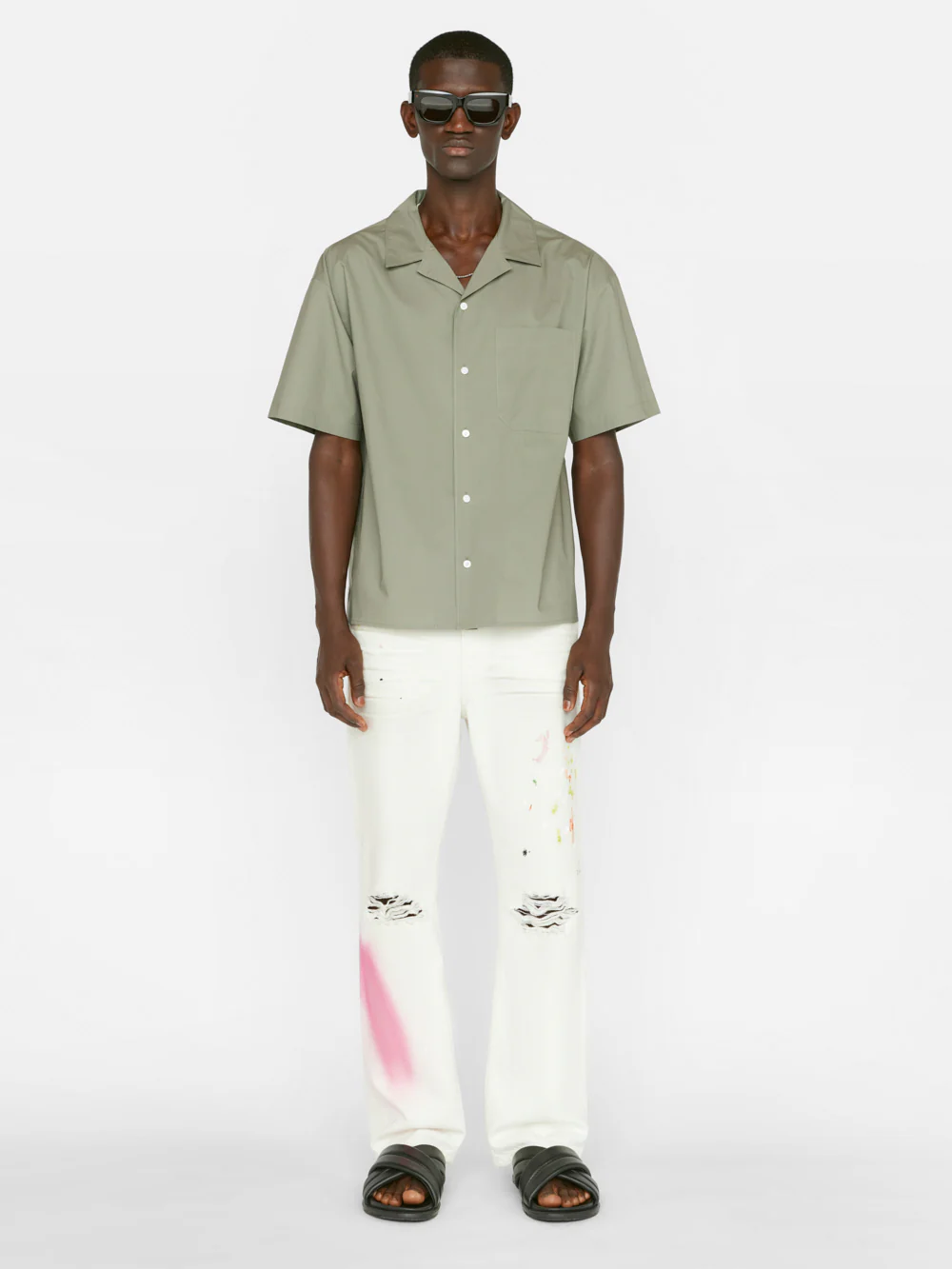 Soft Cotton Camp Collar Shirt -- Desert Sage