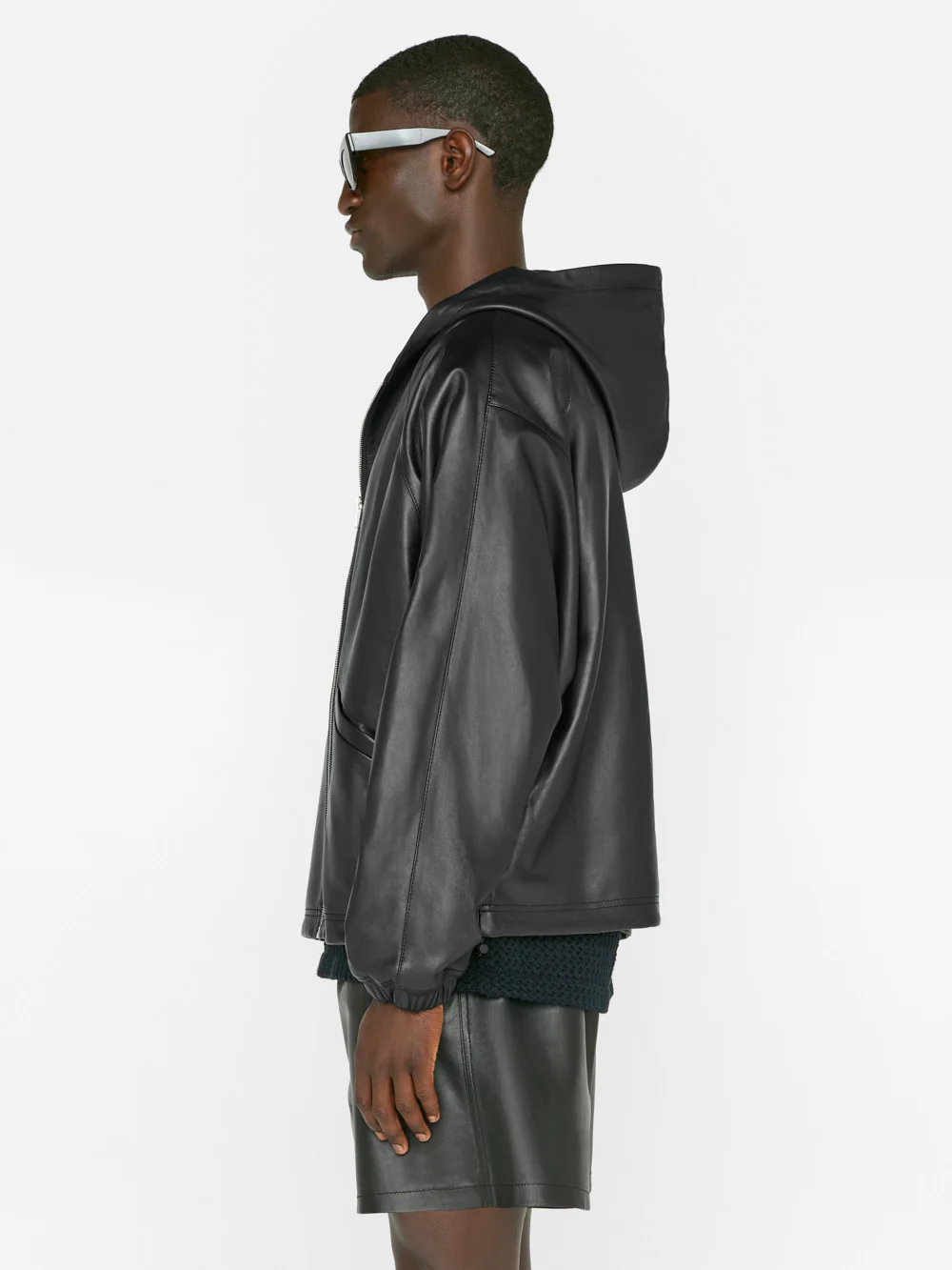 Clean Leather Hoodie -- Noir