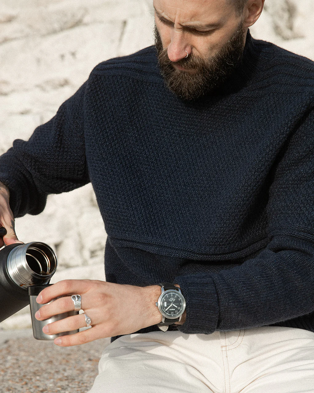 Birling Mock Neck Knit - Navy