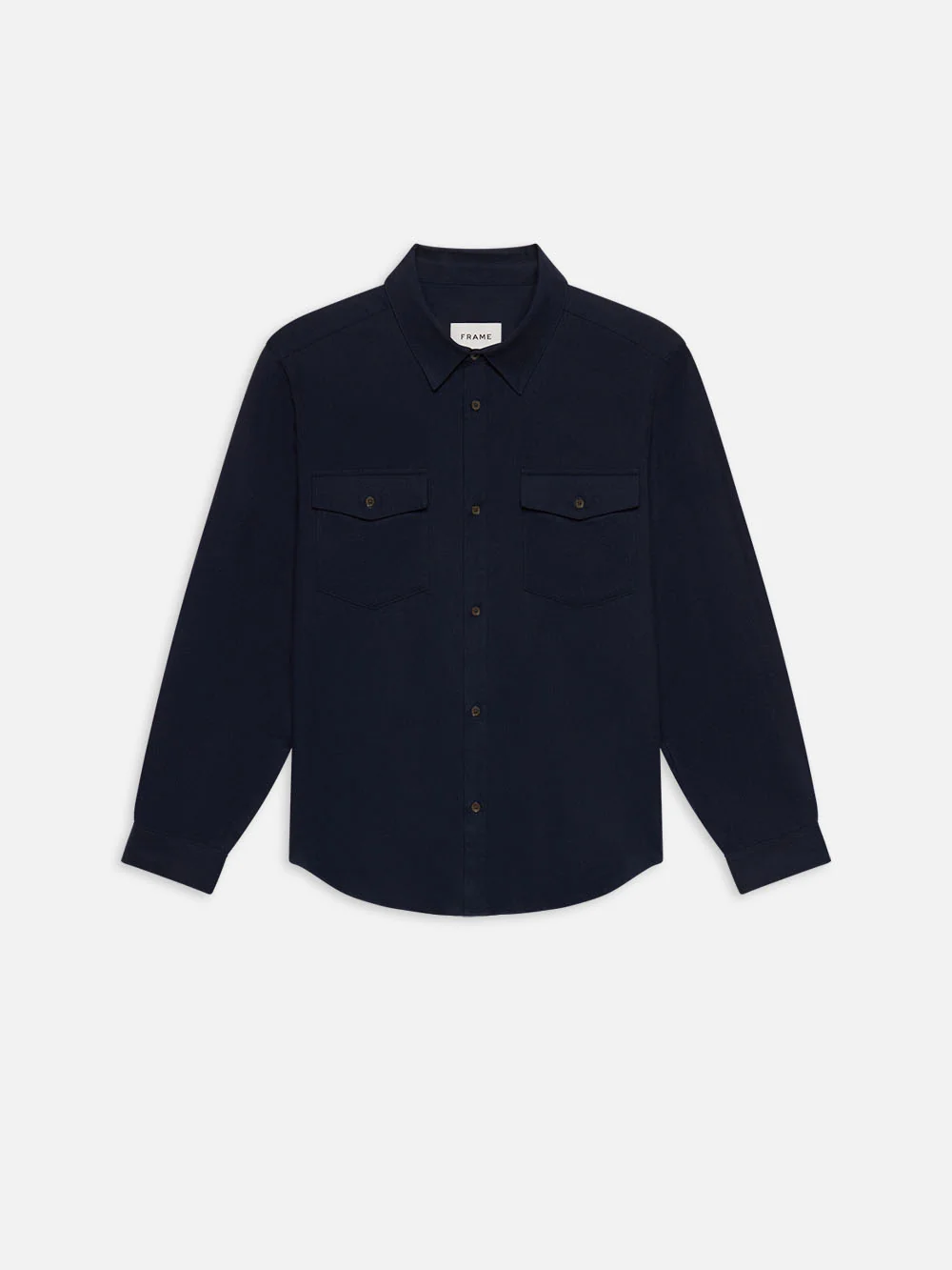Double Pocket Wool Blend Shirt -- Dark Navy