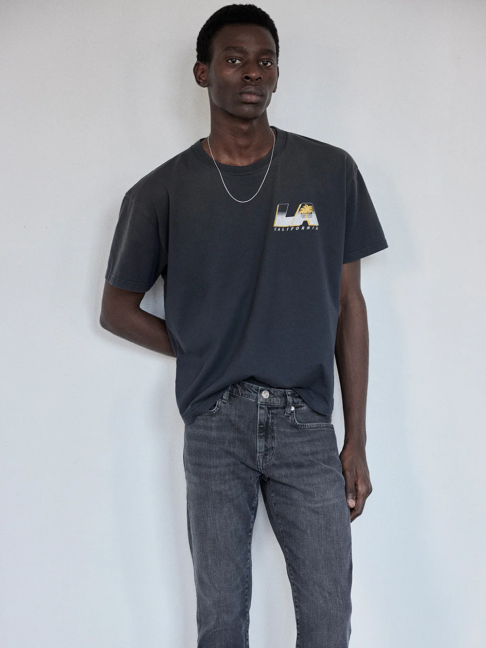 Boxy Vintage Print Tee -- Washed Black