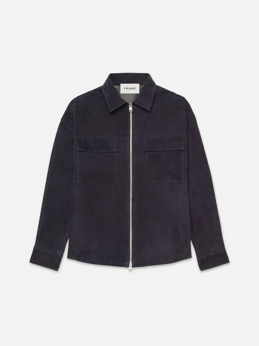 Clean Suede Zip Shirt -- Dark Navy