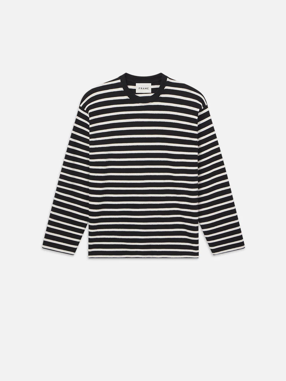 Long Sleeve Relaxed Striped Tee -- Black/Off White