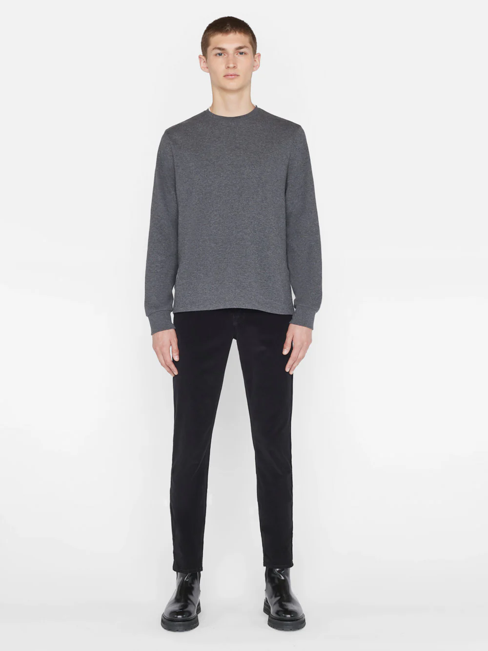 Duo Fold Long Sleeve Crew -- Heather Charcoal Grey