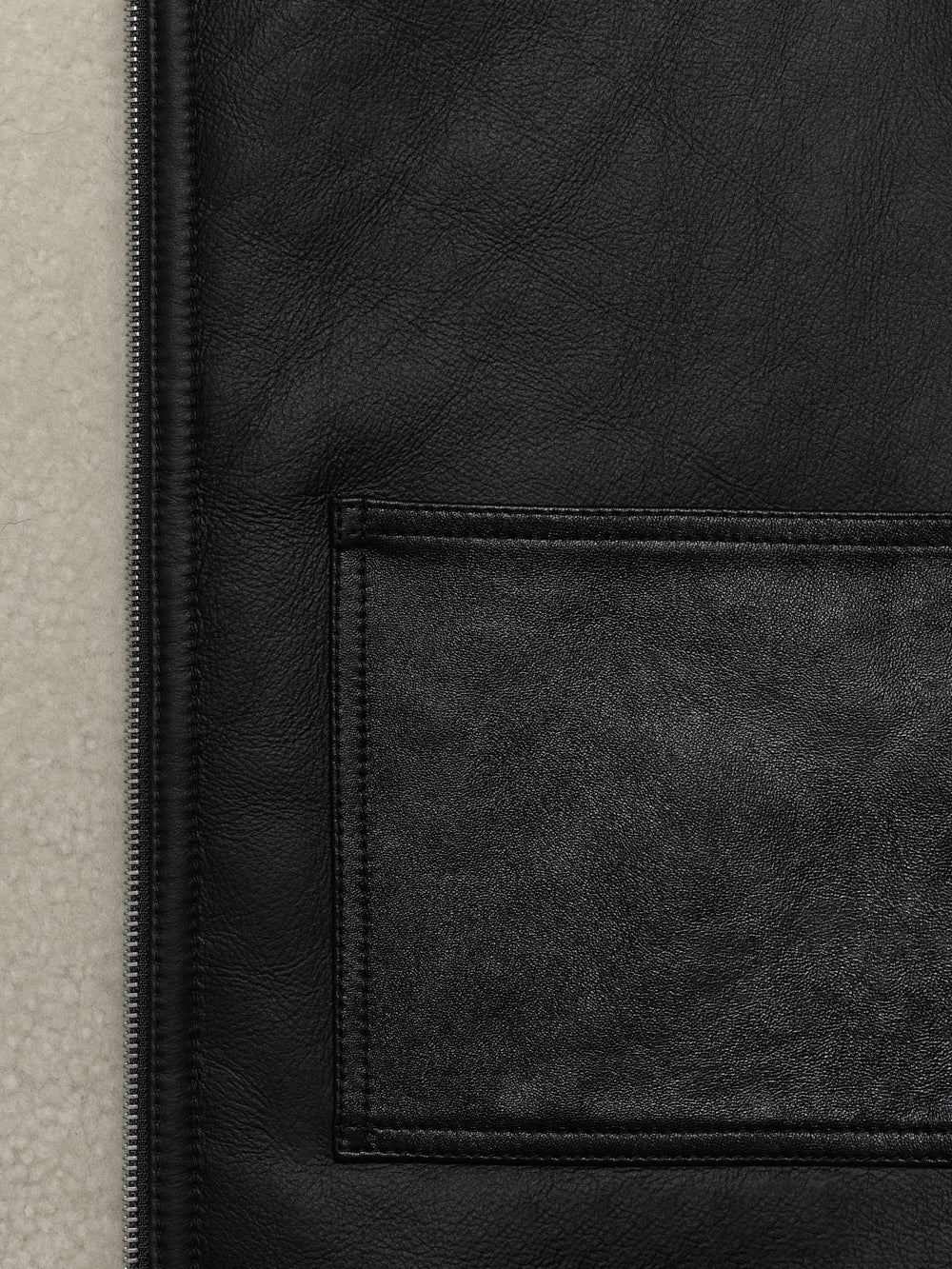 Shearling Vest -- Stone Beige/Black