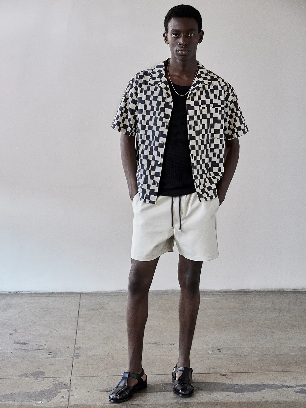 Leather Volley Short -- White Canvas