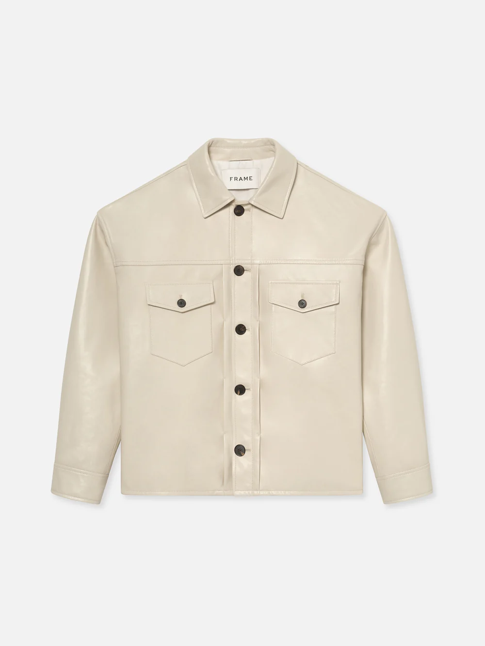 Leather Trucker Jacket -- White Canvas