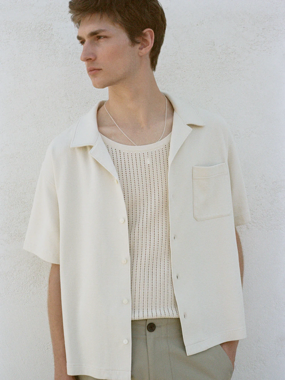 Duo Fold Relaxed Short Sleeve Shirt -- White Sand