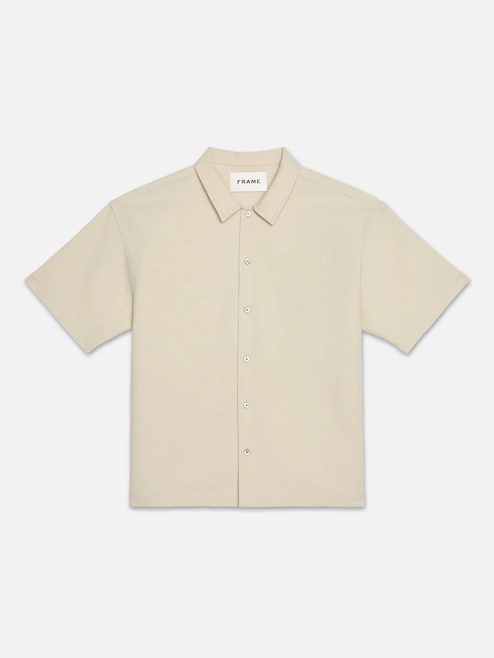 Waffle Textured Short Sleeve Shirt -- Beige