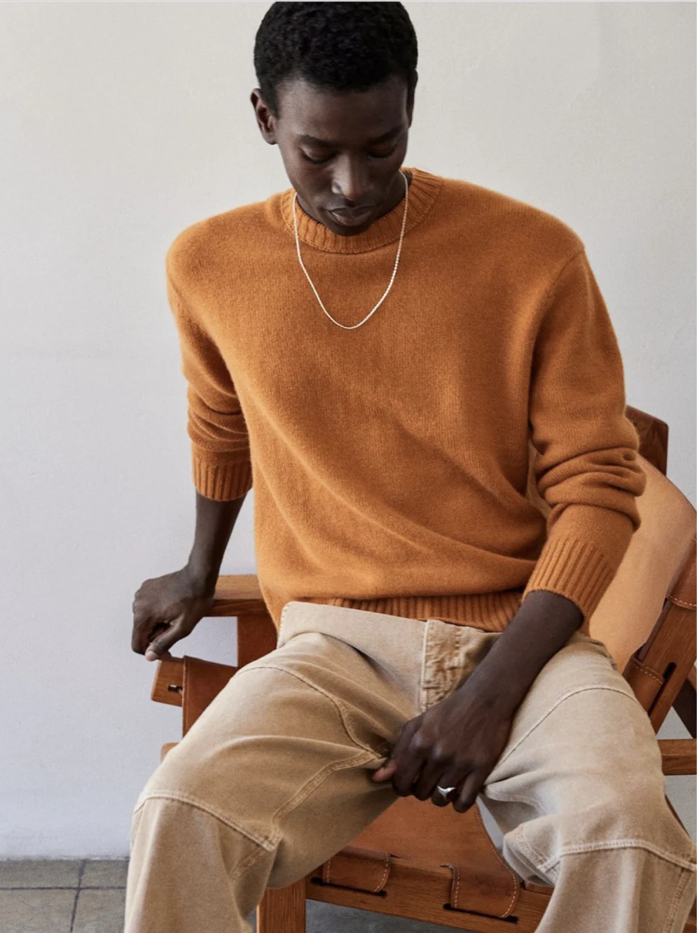 The Cashmere Crewneck Sweater -- Rust